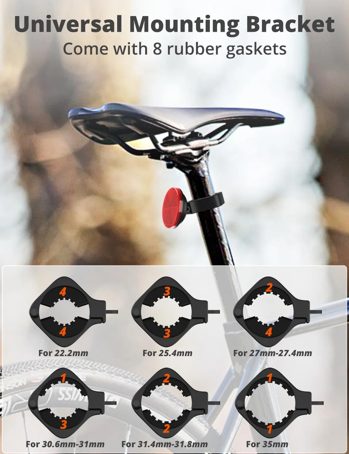 SUPMEGA Ukryty Reflektor Rowerowy AirTag z Metalowym Uchwytem Antykradzieżowe Akcesoria GPS Wodoszczelny