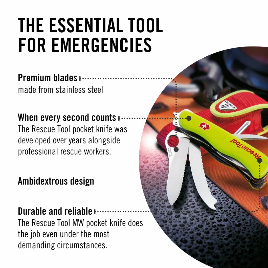 Victorinox scyzoryk RescueTool (14 funkcji, piła do przedniej szyby, rozbijak do szyb)