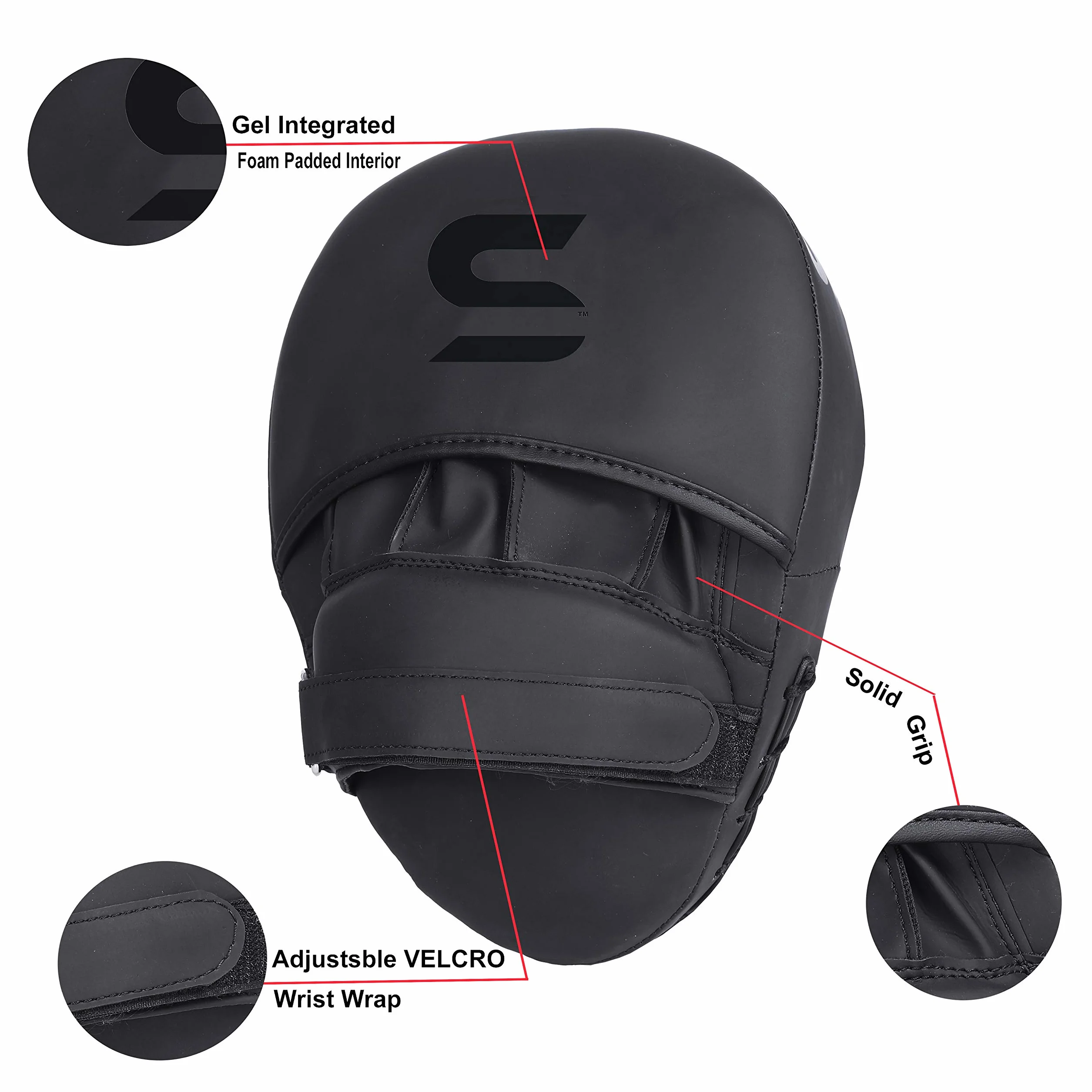 SAWANS® Boks Focus Pads Hook and Jab Mitts Skórzane Kickboxing MMA Zakrzywione Ramię Strike Tarcza Punching Target Pads Sztuki Walki Muay Thai Trening