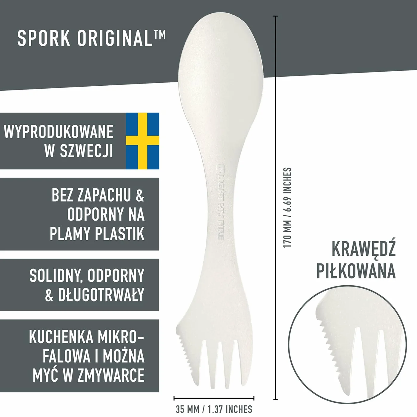 Light My Fire Spork Original 3w1 Łyżkowidelec Sztućce Turystyczne 2pack SageGreen Cream