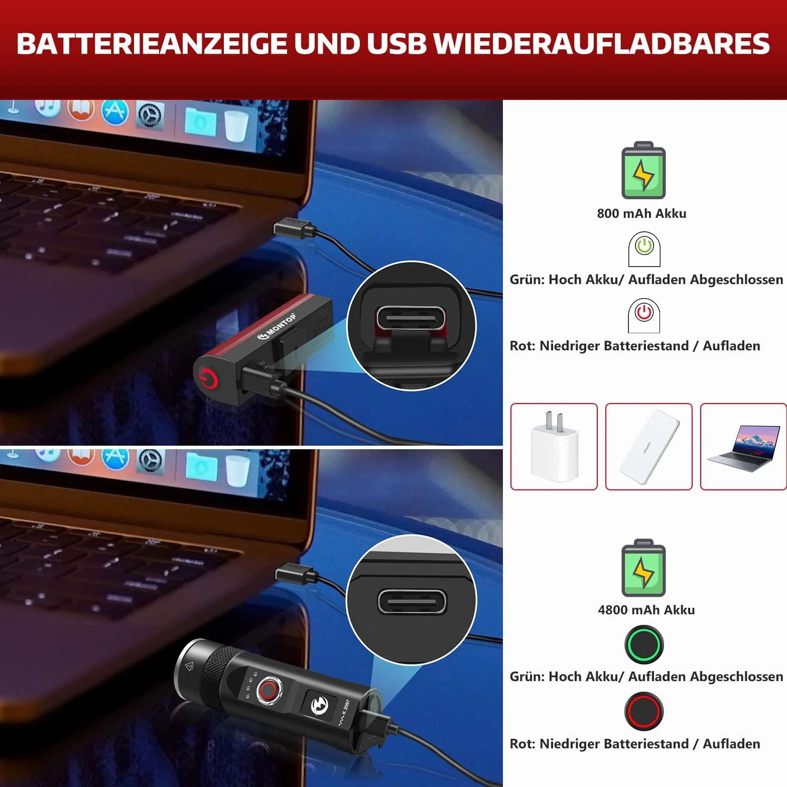 Dopuszczone do ruchu drogowego zestaw świateł rowerowych, akumulator USB, oświetlenie rowerowe LED, zestaw oświetlenia rowerowego, zestaw oświetlenia rowerowego, w zestawie światła przednie i tylne,