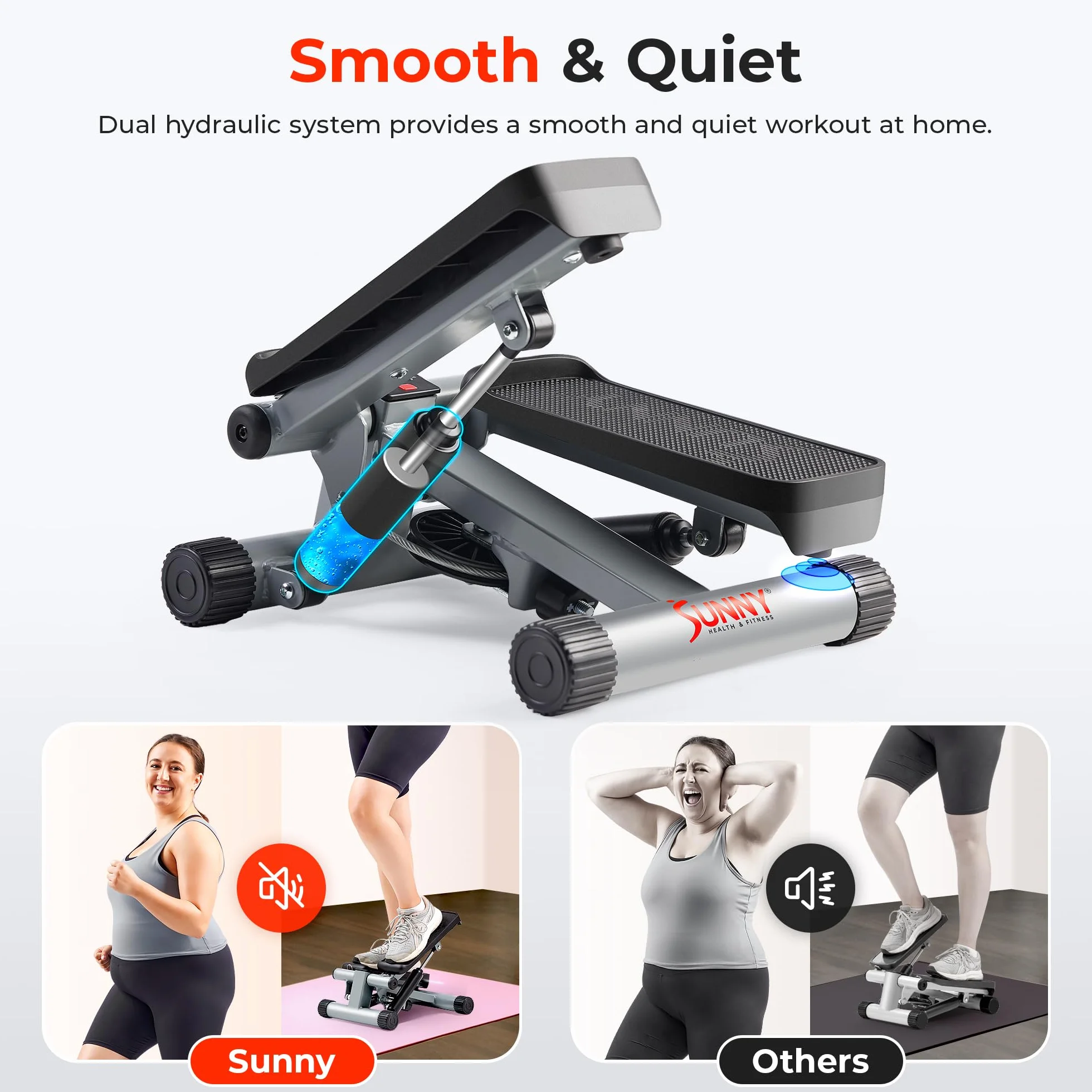 Sunny Health and Fitness Mini Stepper Machine, Stepper Air Climber z taśmami oporowymi, monitor LCD, NR 012-S