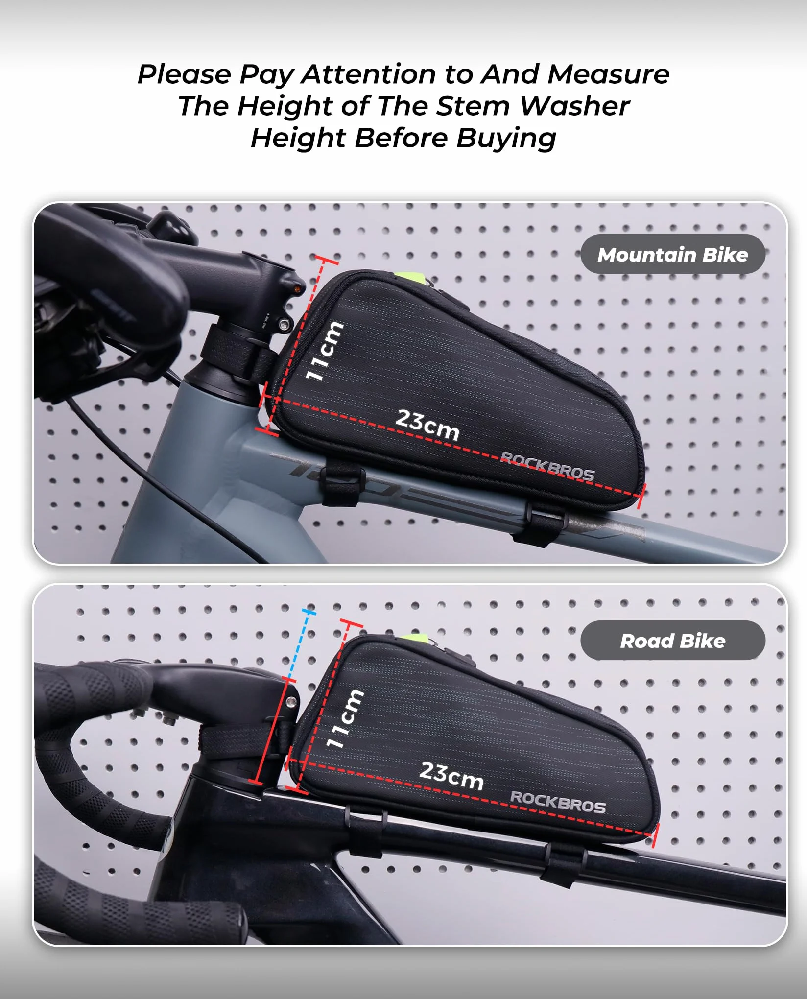 ROCKBROS Torba na Ramę Rowerowa na Górną Rurę Wąski Kształt MTB 1,1 L