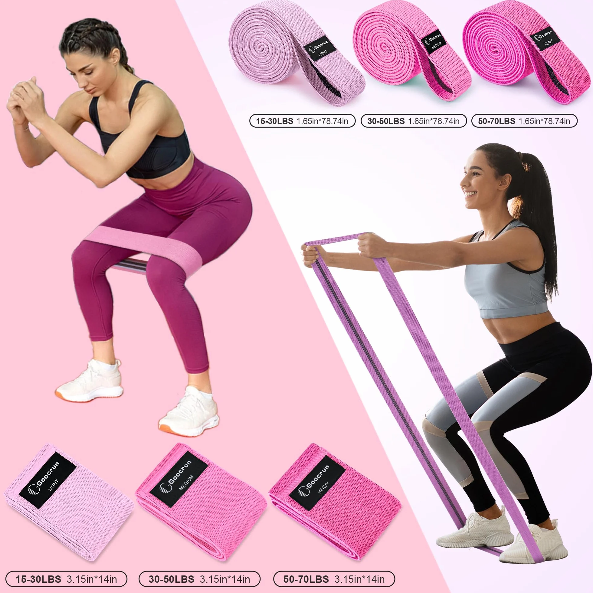 Goocrun Zestaw pierścionków do pilatesu, sprzęt do ćwiczeń z materiałowymi taśmami oporowymi, piłką do pilatesu, płytami ślizgowymi – sprzęt treningowy, do domu, na siłownię, kompletny plakat fitness