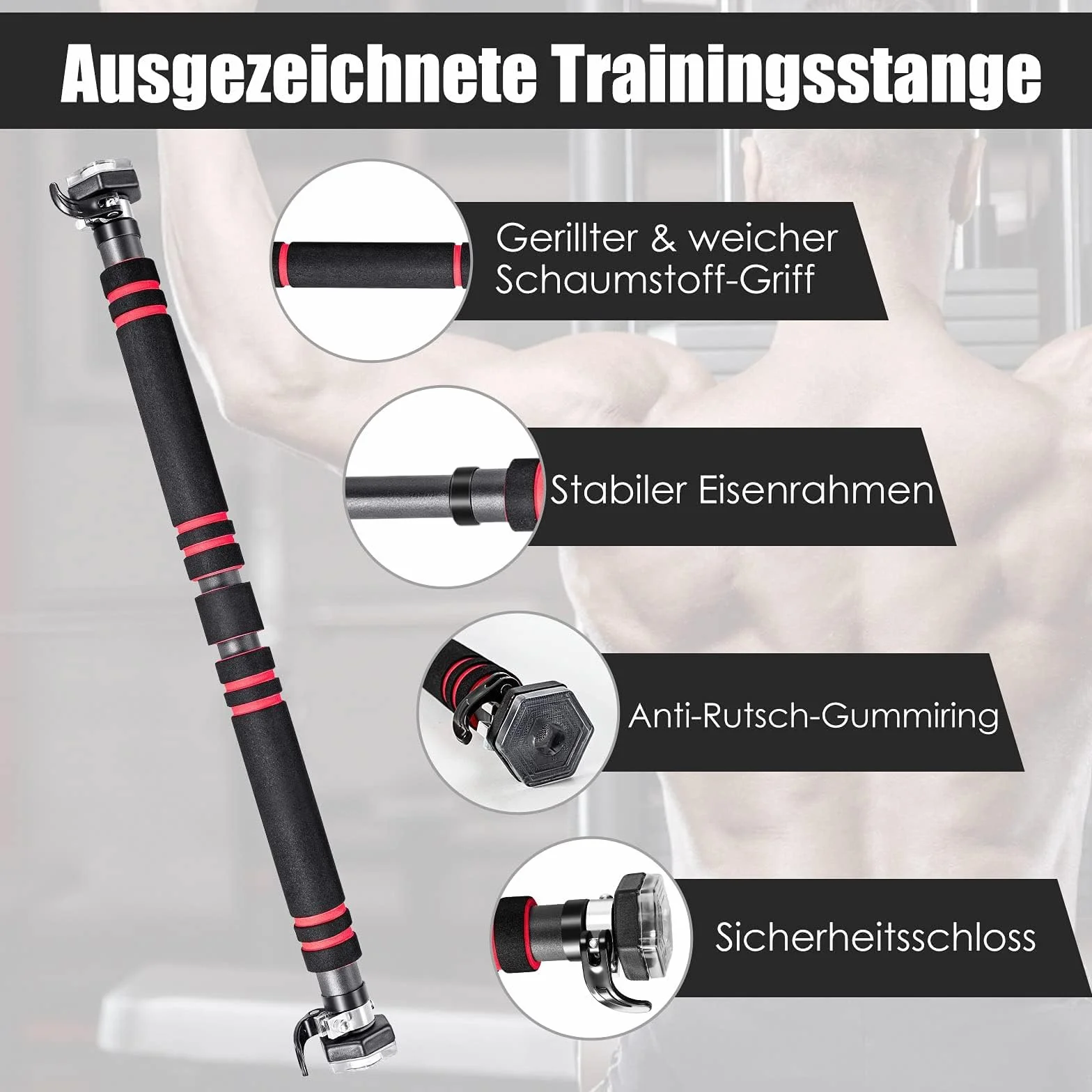 COSTWAY Drążek do podciągania do futryny drzwi 120 kg 65-100 cm regulowany