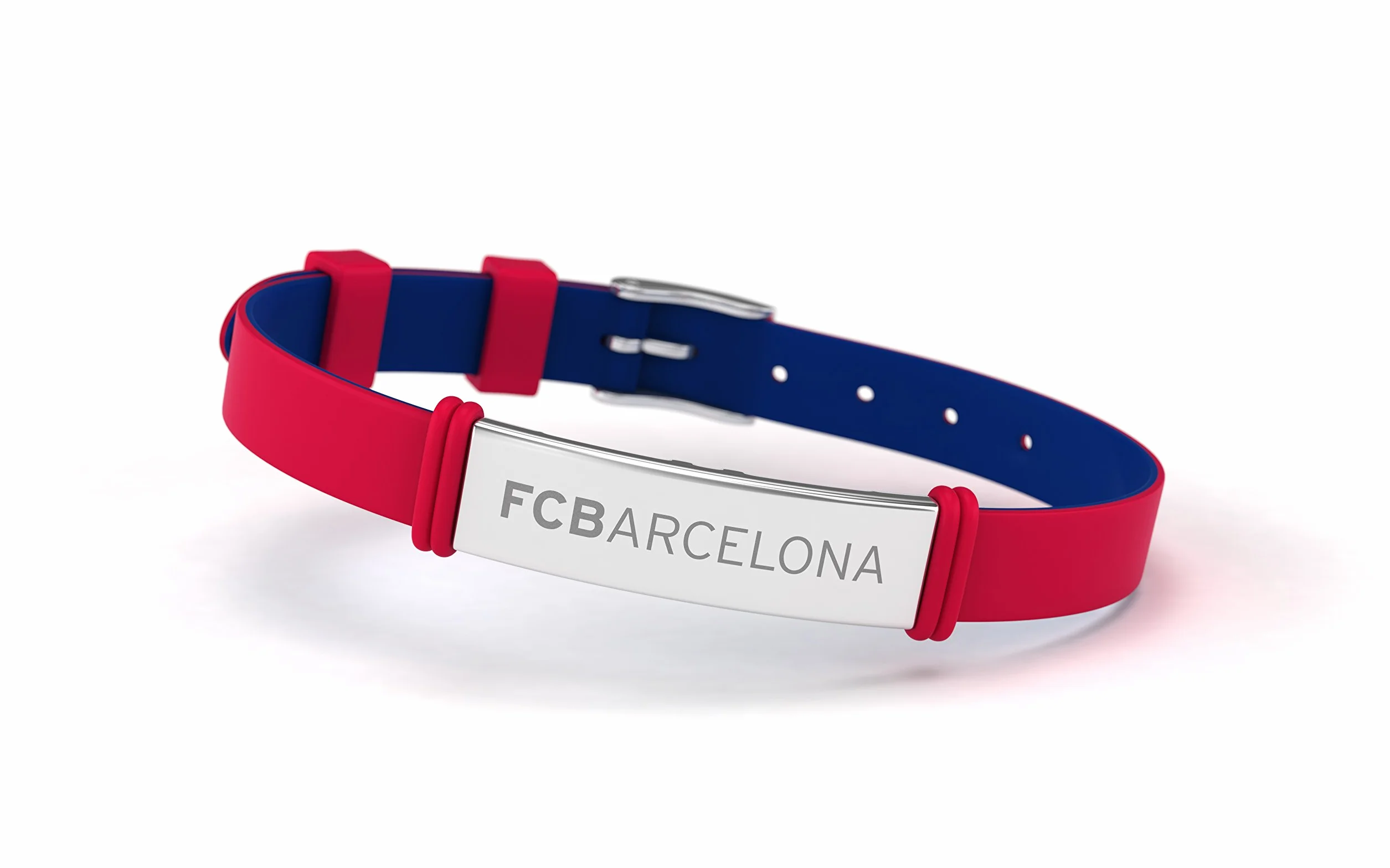 FC Barcelona bransoletka z silikonu i stali nierdzewnej, regulowana, modna, oficjalny produkt licencjonowany, czerwony, Ajustable (Adultos y Niños), Silikon