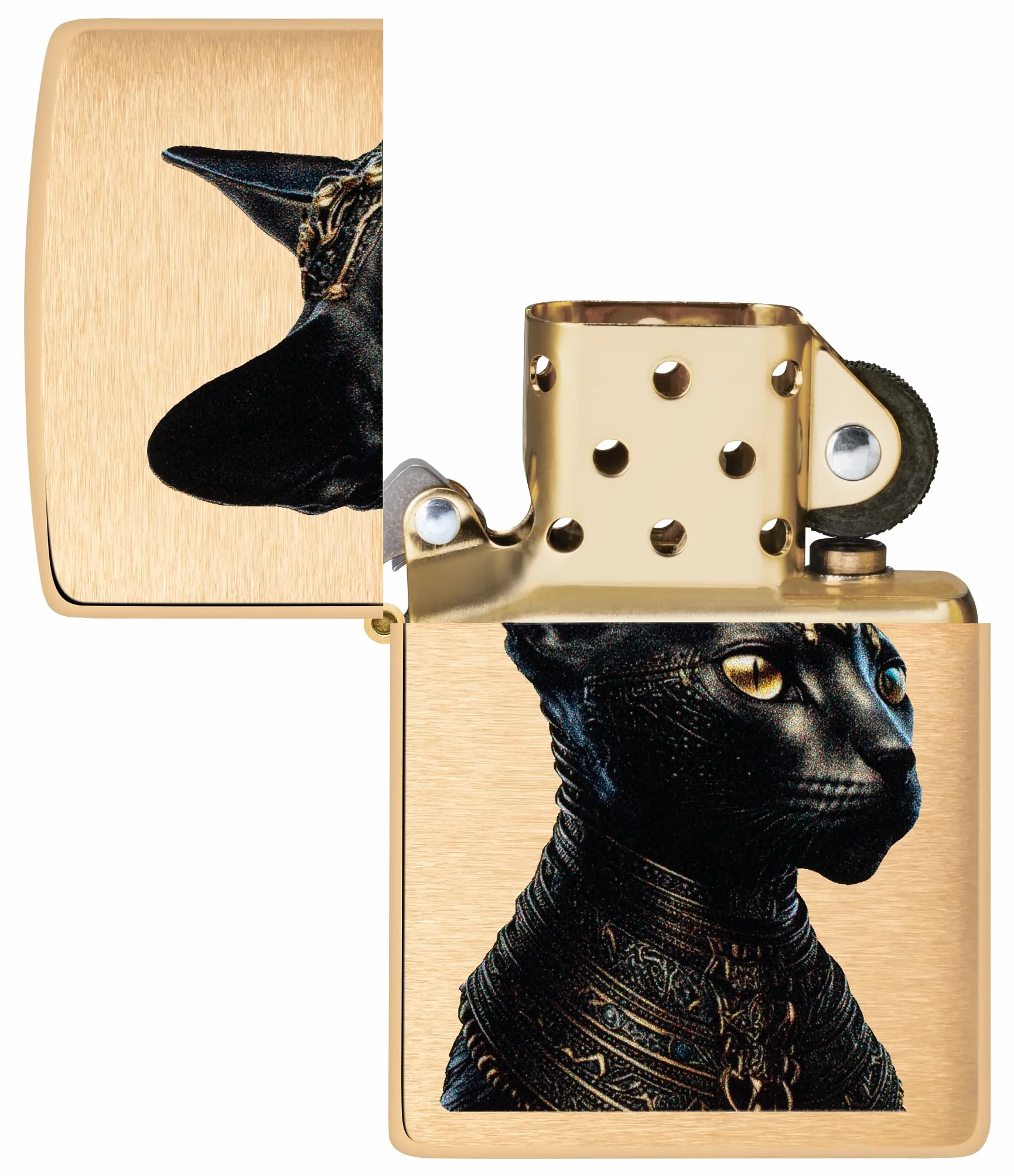 Zippo Egyptian Cat Zapalniczka Sztormowa, Szczotkowany Mosiądz, Wiatroodporna, Wielokrotnego Użytku