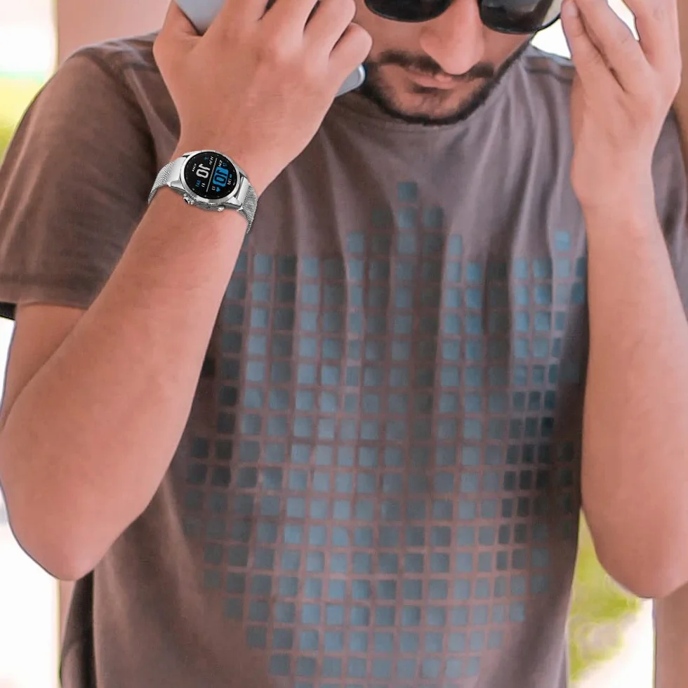 Pasek do zegarka Garmin Fenix 8 43 mm, Fenix 7S Pro Solar, Epix Pro 42 mm, stal nierdzewna, metalowy pasek siateczka