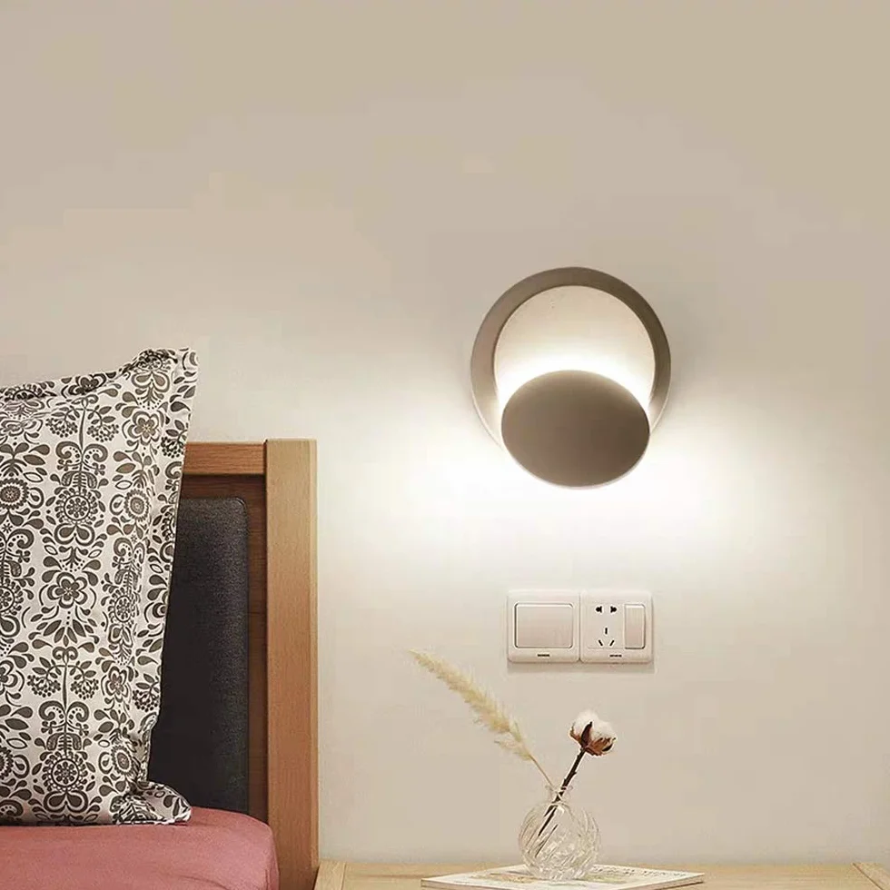 Kinkiety LED 5W biała lampa ścienna nowoczesna ciepła biel kreatywne zaćmienie 2 w 1 żelazna