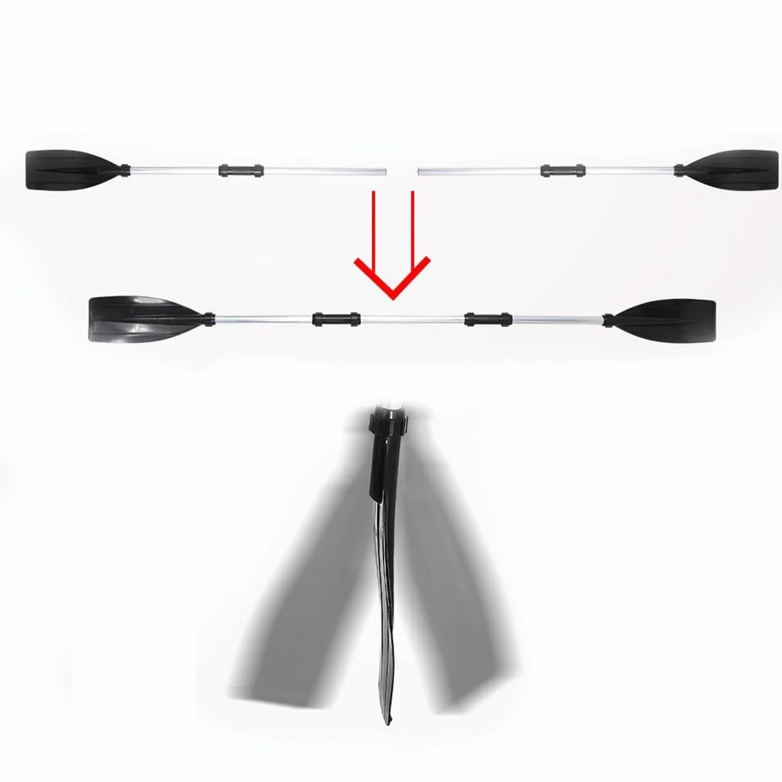 2 sztuki ze stopu aluminium, zdejmowane, lekkie, żebrowane ostrze, wiosło kajakowe, wiosło do łodzi, mini wyposażenie do kajaka z okrągłym uchwytem