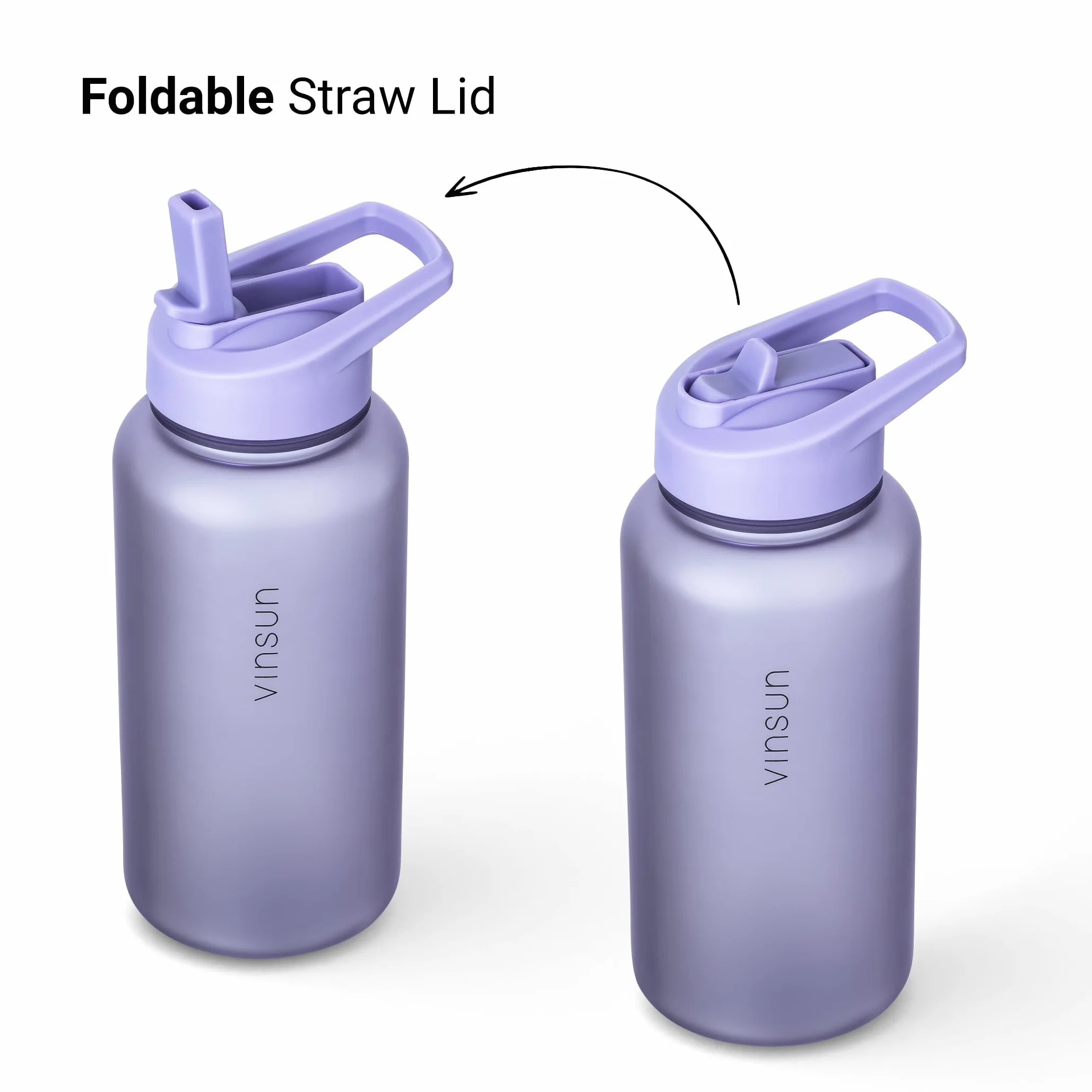 VINSUN Butelka do picia 1 l ze słomką Tritan BPA Free fioletowa