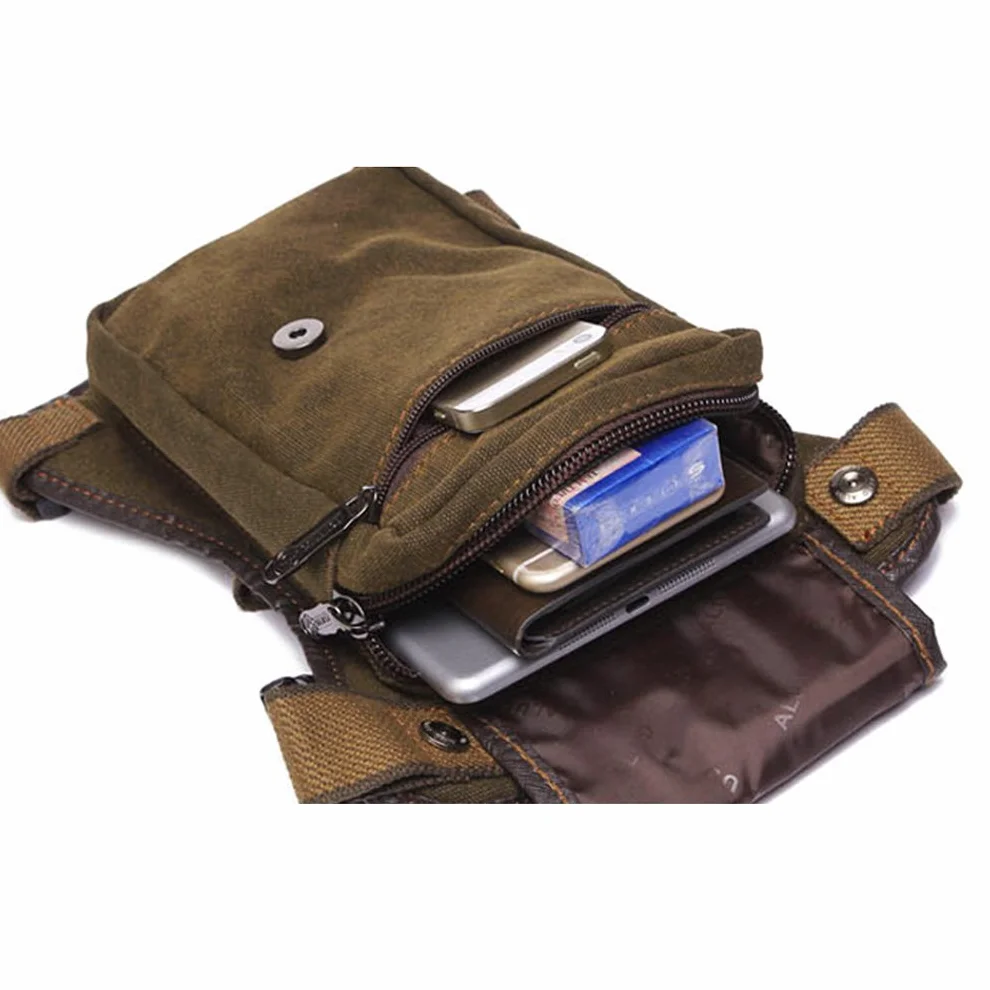 Canvas Motorcycle Drop Leg Bag for Men Women Travel Outdoor Tactical Hiking Climbing Cycling Thigh Waist Pack Fanny Pouch