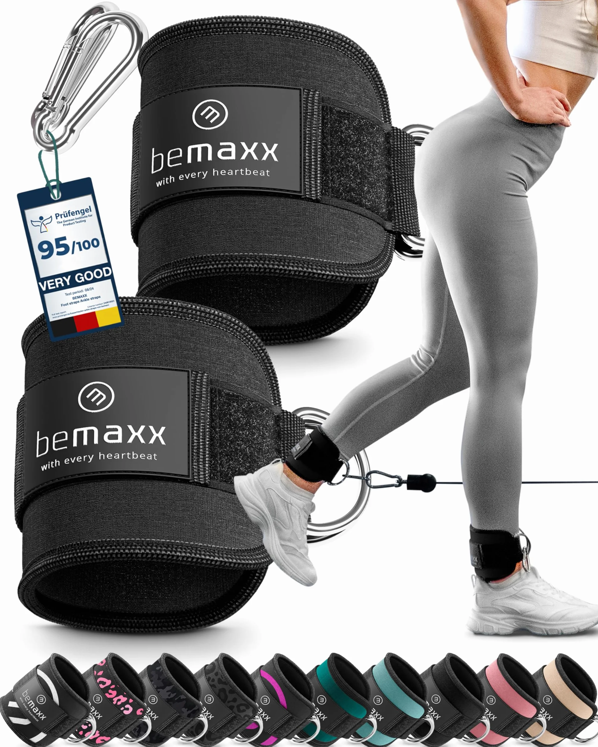Zestaw 2 pasków na nogi + eBook treningowy, jeden rozmiar wyściełane ekspandery do stóp paski kostki, velcro do treningu nóg | noga fitness trening kobieta mężczyzna rozciąganie rozgrzewka