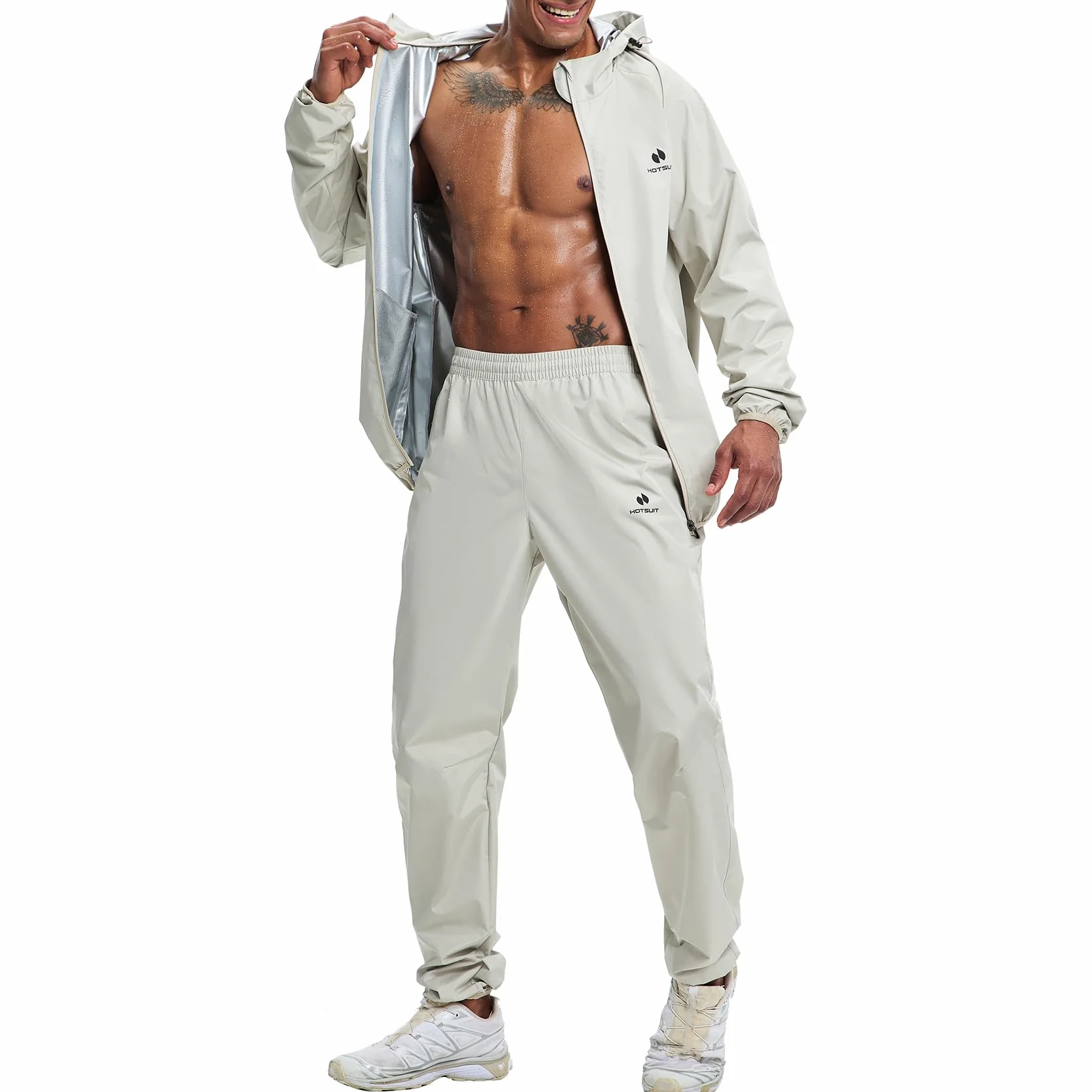 HOTSUIT Herren Sauna Trainingsanzug Reißverschluss Fitness Schwitzjacke czarna