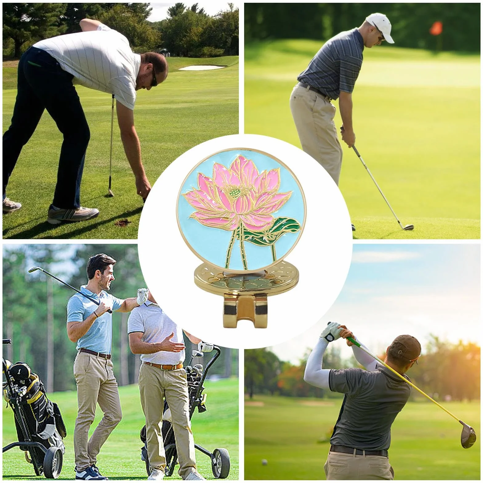 Generisch Klips do znacznika piłki golfowej, dekoracyjny klips do golfa, przenośny wzór kwiatowy, akcesoria golfowe dla graczy