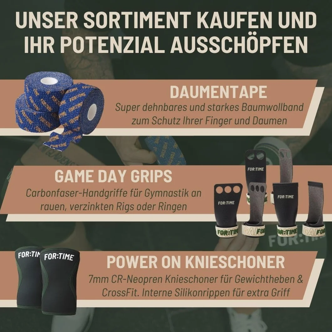 FOR:TIME FITNESS SUPERNOVA GRIPS - uchwyty do gimnastyki crossfit i treningu podciągania - silikonowa powierzchnia dla najlepszego kijka - mikrofibra do ochrony dłoni - dodatkowe wsparcie nadgarstka