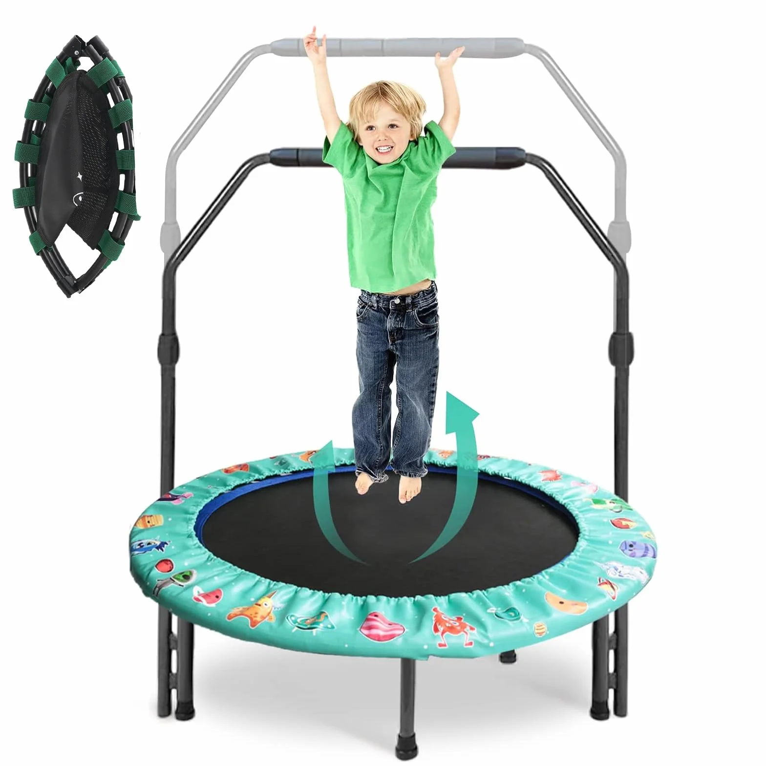 Mini Trampolina Składana dla Dzieci 92 cm z Uchwytem Regulowanym