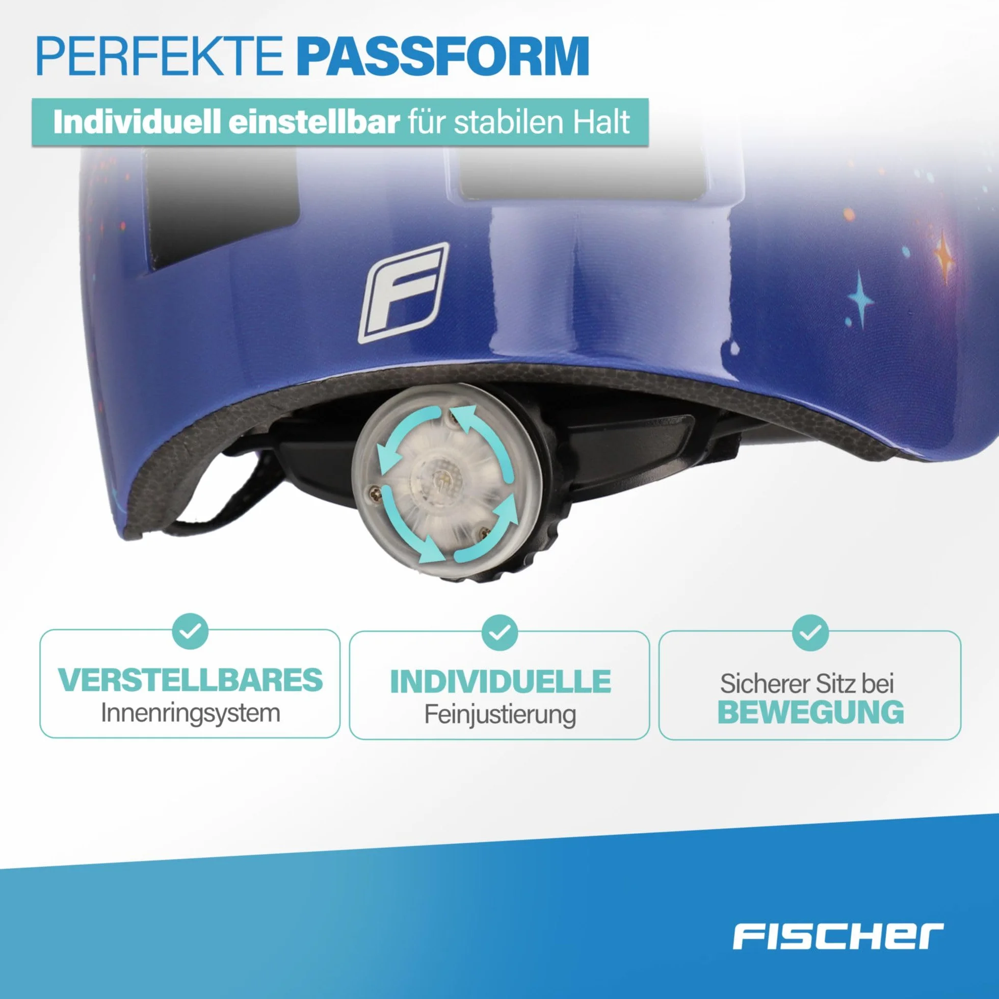 FISCHER BMX kask rowerowy, kask rowerowy Dirt Bike Plus Explorer, S/M, 54-59 cm, niebieski, z wbudowanym tylnym światłem LED