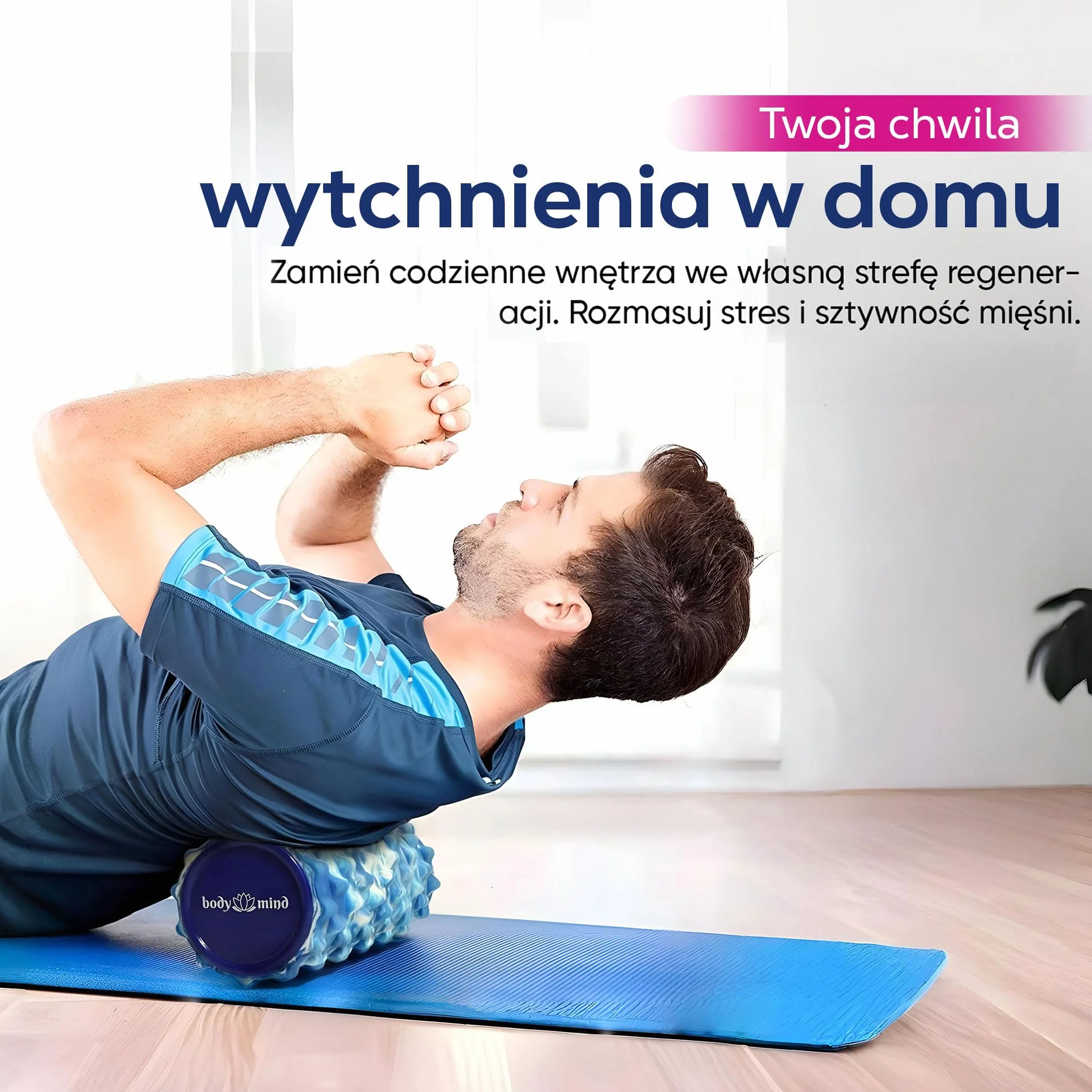Body & Mind® rolka powięziowa, rolka masująca, rolka fitness, rolka sportowa, rolka terapeutyczna; Trening powięzi górnej części ciała, pleców i wszystkich innych grup mięśni; 33x14,5cm
