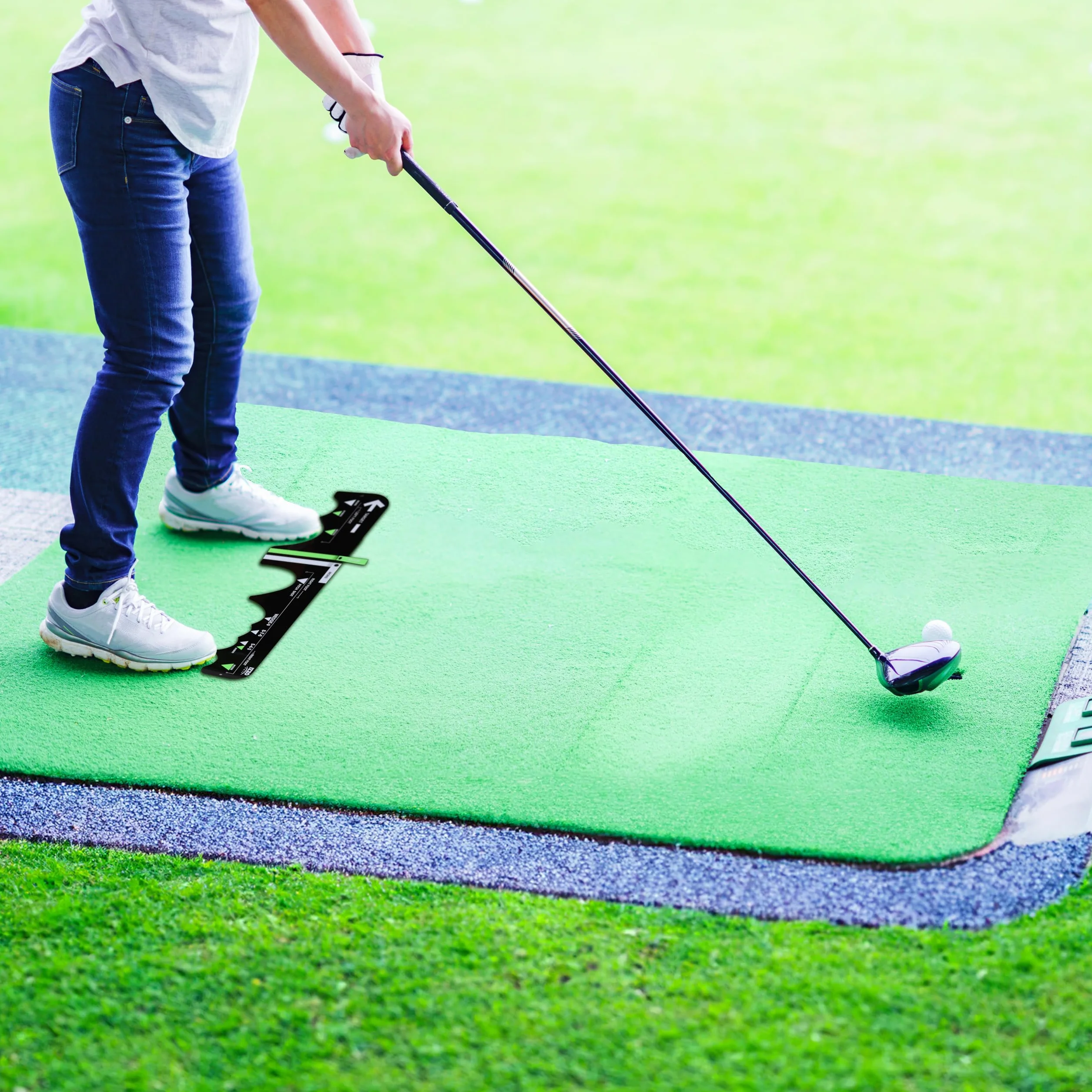 Izzo Golf Sure Stance Ball Trener pozycji dla praworęcznych – pomoc treningowa do gry w golfa mata do poprawy Twojej postawy, pomoc treningowa do gry w golfa