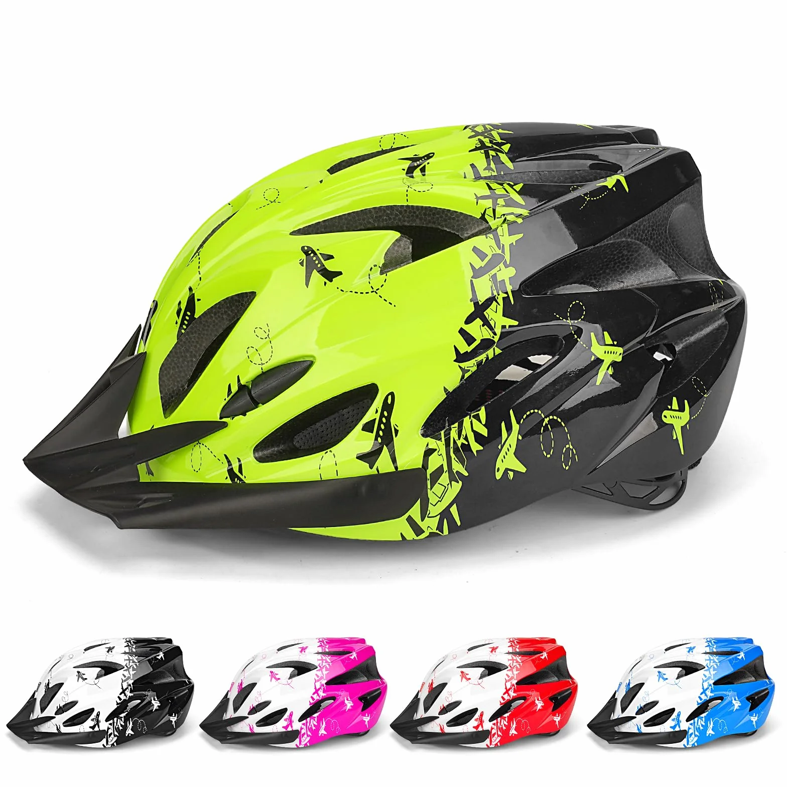 Dziecięcy kask rowerowy dla dziewcząt i chłopców, regulowany kask dziecięcy w wieku 8-15 lat, multisportowy kask dziecięcy (54-59 cm), kask rowerowy do jazdy na deskorolce, rowerze