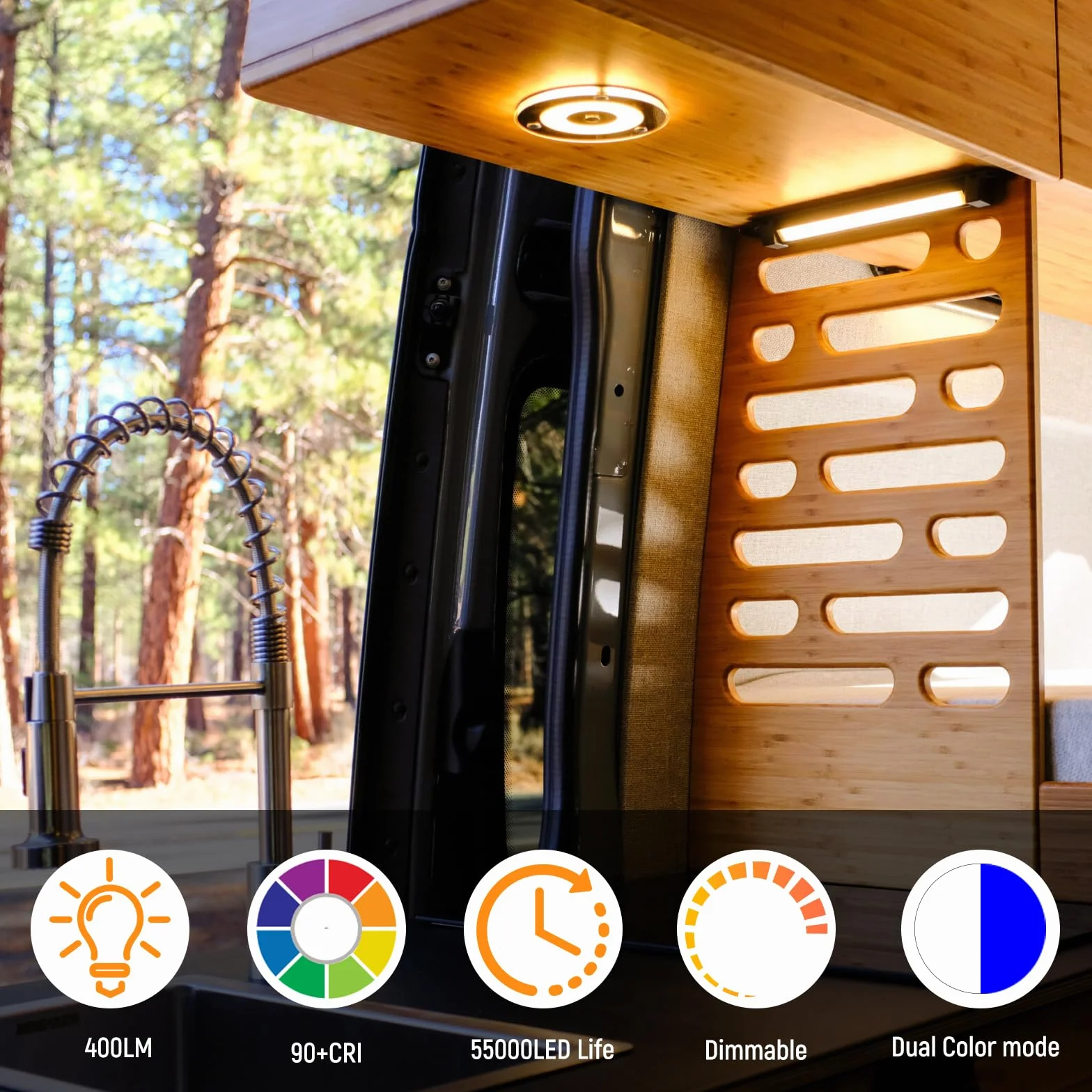kampera morskiego 12V Panel wewnętrzny LED oświetlenie rozpychacza 24V przyciemniana lampa sufitowa, lampa do montażu na powierzchni łodzi z przełącznikiem dotykowym do (2 x 120mm 3000K)