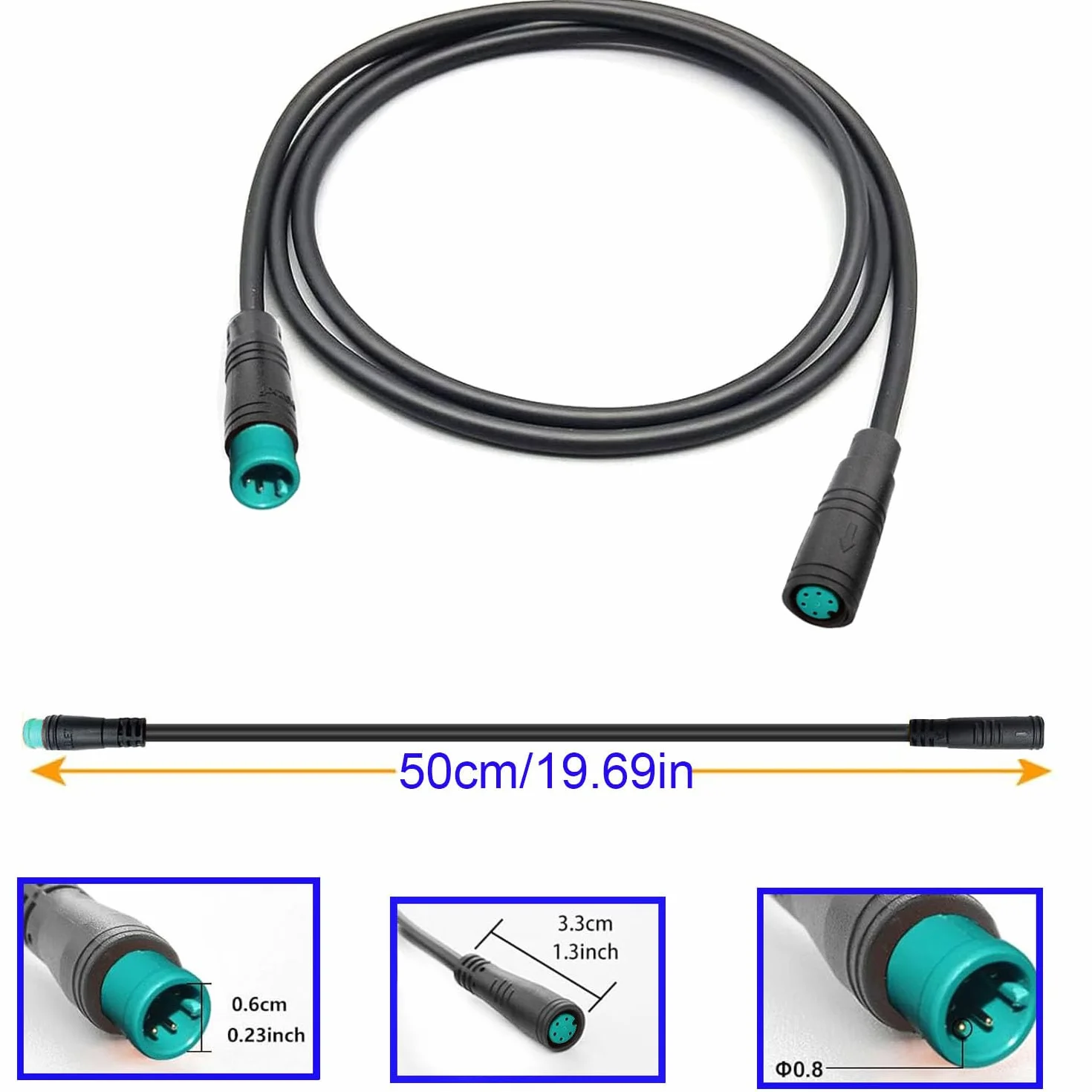 Ebike 5-pinowe wodoodporne złącze przedłużające do rowerów elektrycznych, przewód męski i żeński