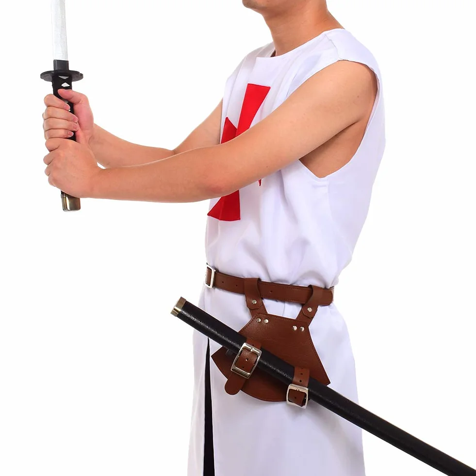 BLESSUME Średniowieczny uchwyt na miecz z paskiem do LARP Cosplay, Sword żaba na miecz (brązowy 2)