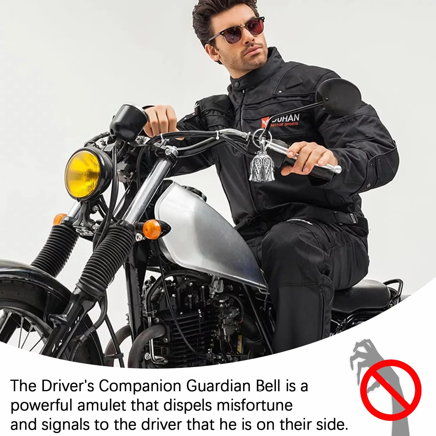 Guardian Bell dzwonek motocyklowy stal nierdzewna chromowana zawieszka 2 sztuki