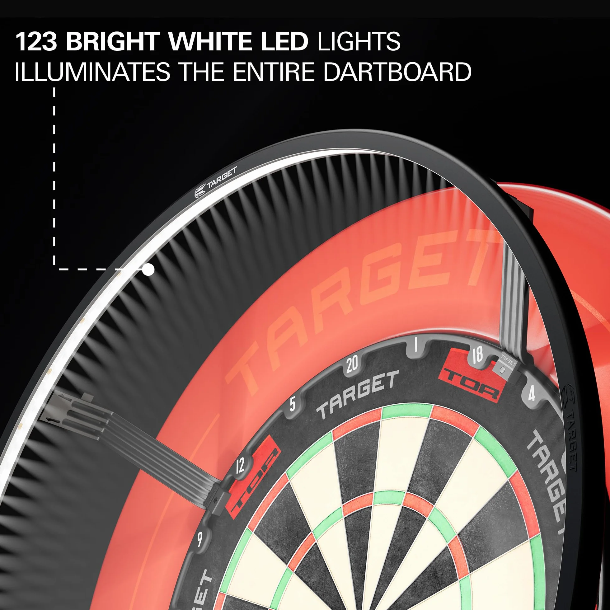 Target Darts Corona Vision System Oświetlenia Tablicy do Darta z Białym Światłem Led, Czarny, z Białym Światłem Led