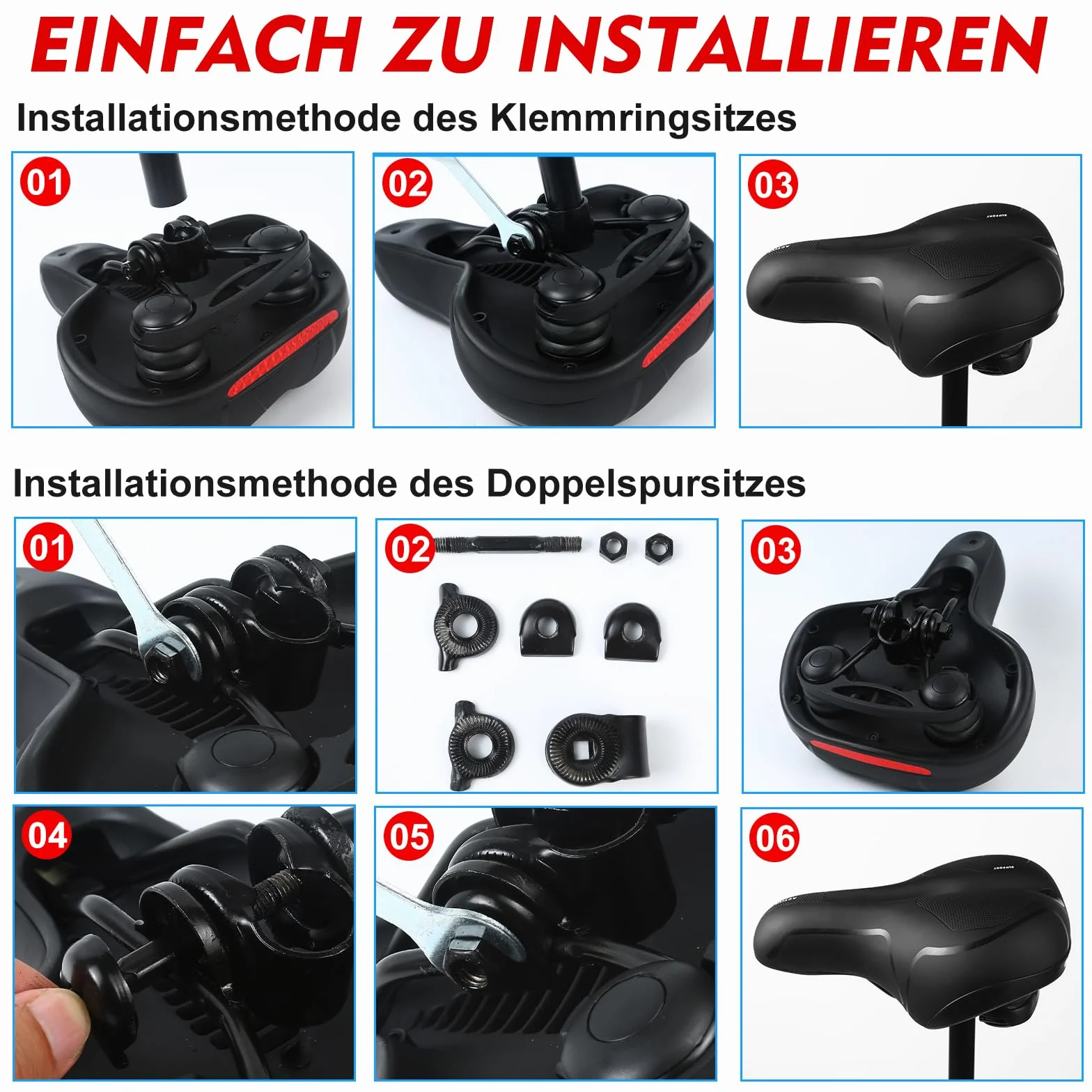 Pro Max Wygodne siodełko rowerowe, szerokie miękkie siodełko rowerowe z pianki pamięciowej, mężczyźni kobiety ergonomiczne oddychające siodełko rowerowe do rowerów szosowych, rowerów miejskich