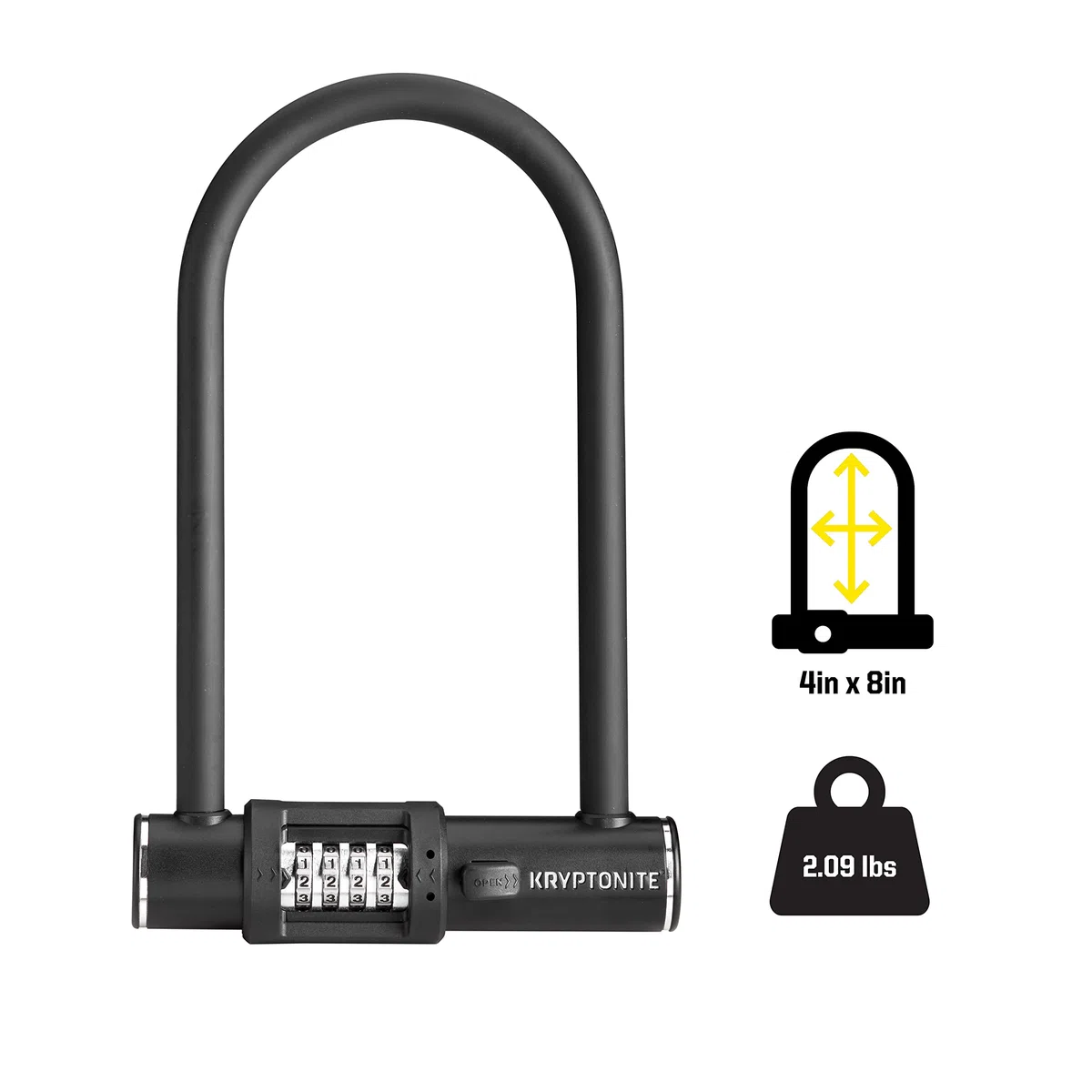 Kryptonite 005292 Combo U zamek rowerowy, czarny, 4" x 8"