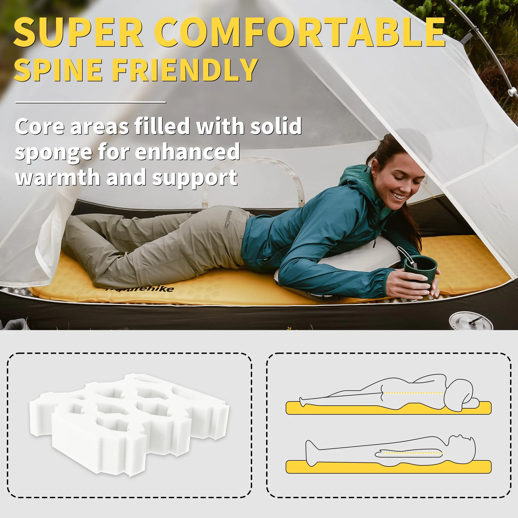 Naturehike Yugu Air Mattress samopompująca się karimata 3,5 cm kompaktowy lekki materac dmuchany na kemping trekking sport