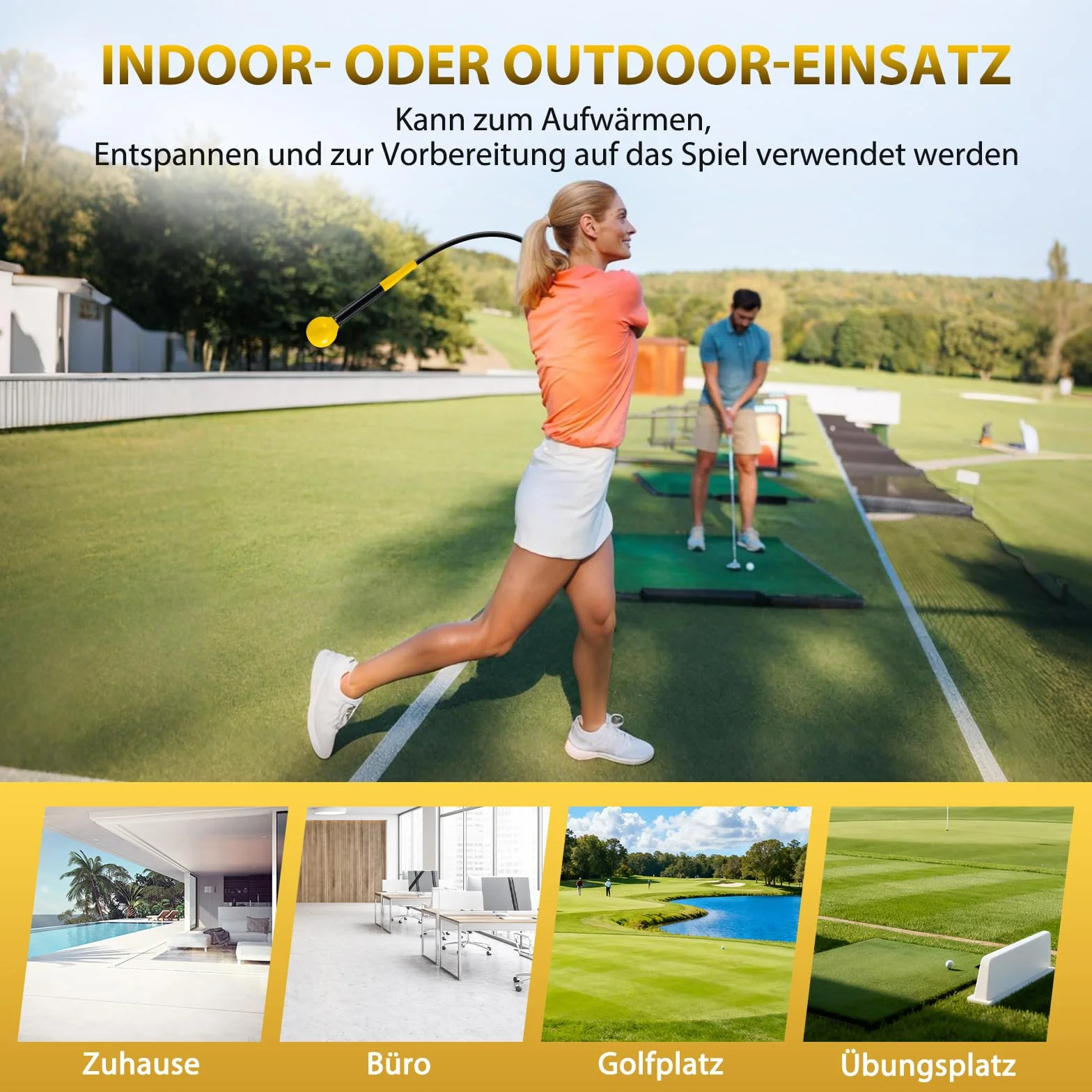 COSTWAY Golf Swing Trainer, 80/100/120 cm, pomoc w treningu golfa z głowicą obciążającą, trener zamachu golfowego do korekcji postawy, do użytku wewnątrz i na zewnątrz, pomoc dla początkujących