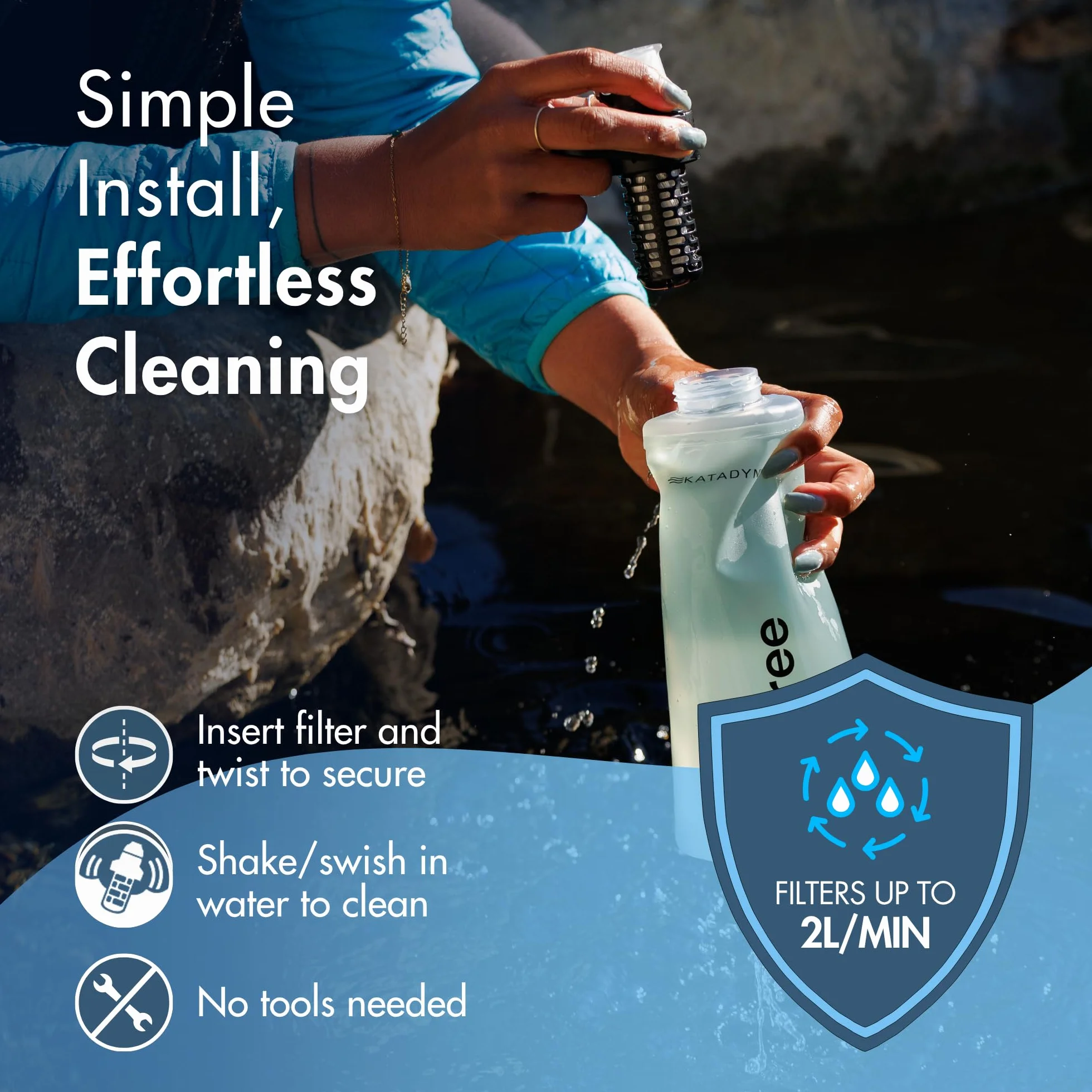 Katadyn BeFree AC Filtr odpowietrzający Schwarz 42 mm membrana EZ-Clean 0,1 mikron 1000 litrów