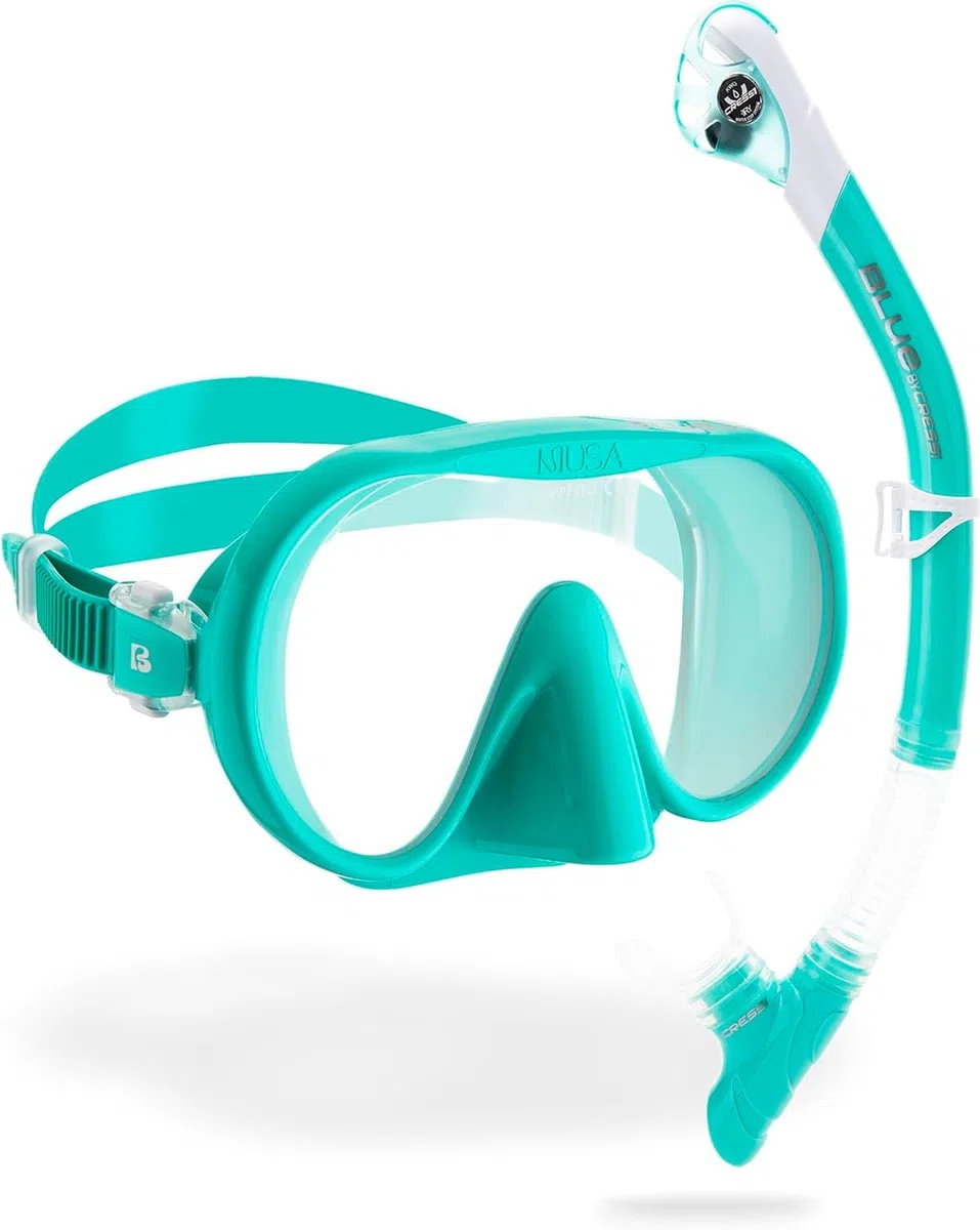 CRESSI Musa+Scilla Combo Aqua Green - Adult Combo Set Musa Snorkeling Mask and Scilla Snorkel, Aqua Green, One Size