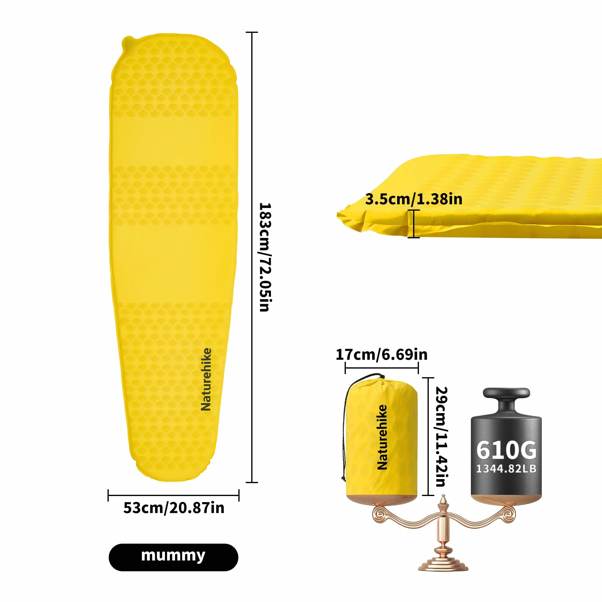 Naturehike Yugu Air Mattress samopompująca się karimata 3,5 cm kompaktowy lekki materac dmuchany na kemping trekking sport