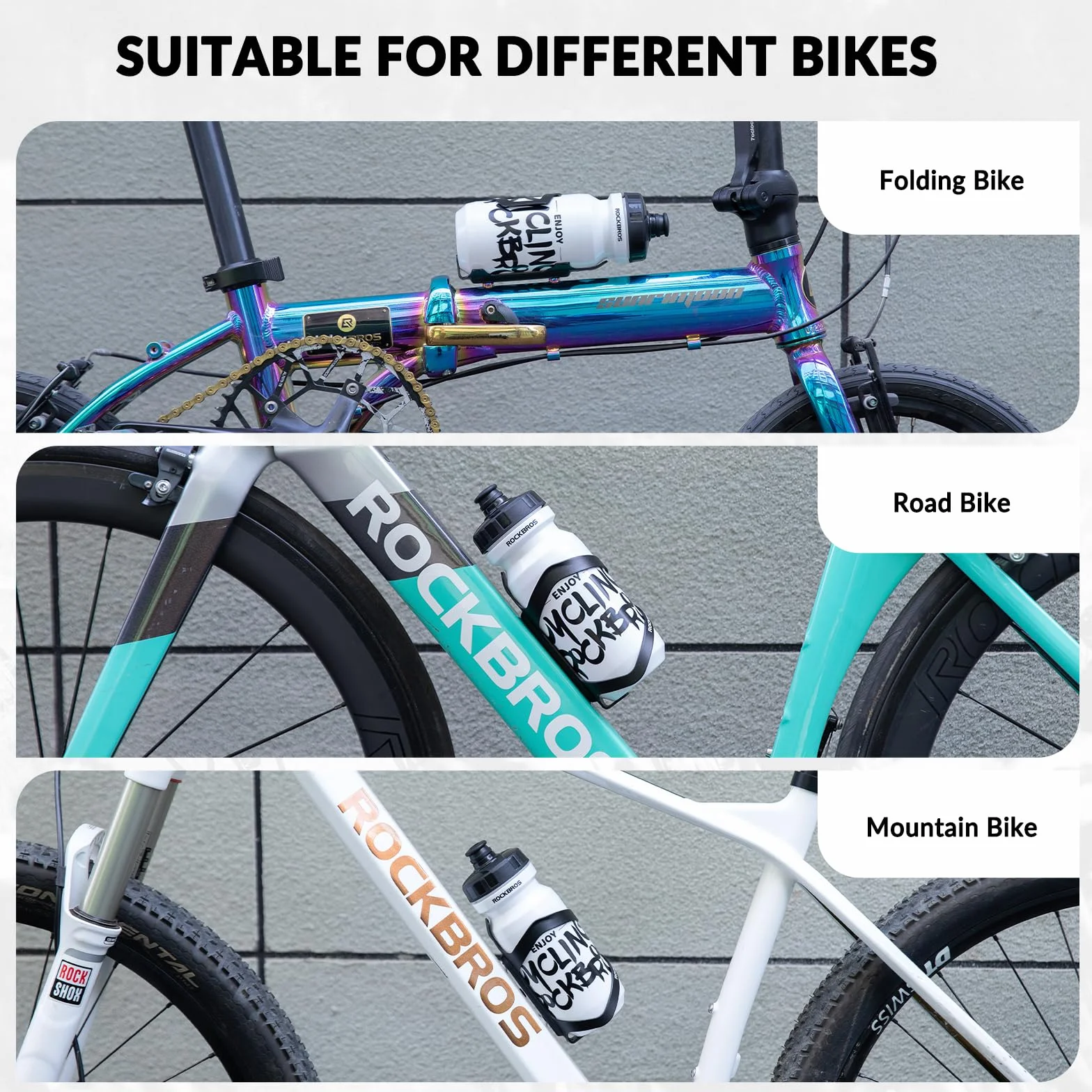 ROCKBROS Koszyk na Bidon Uchwyt na Butelkę Rowerowy Uchwyt na Napoje Stop Aluminium Wytrzymały Lekki ok. 40g Uniwersalny do MTB Rower Szosowy Rower Składany Wyścigowy Czarny