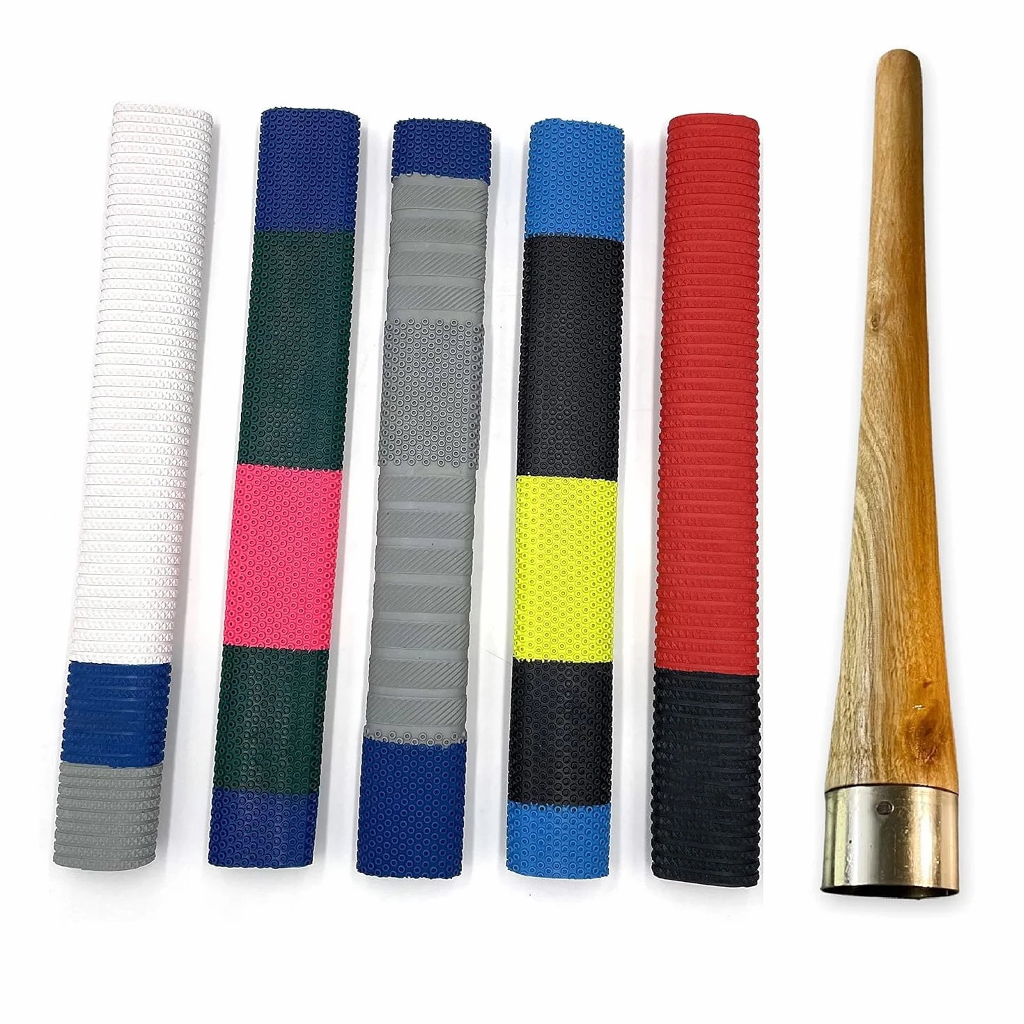 JaHaNa Sports Wooden Grip Applicator Gripper Cone 5 Cricket Bat Grips Multicolour Chevron White