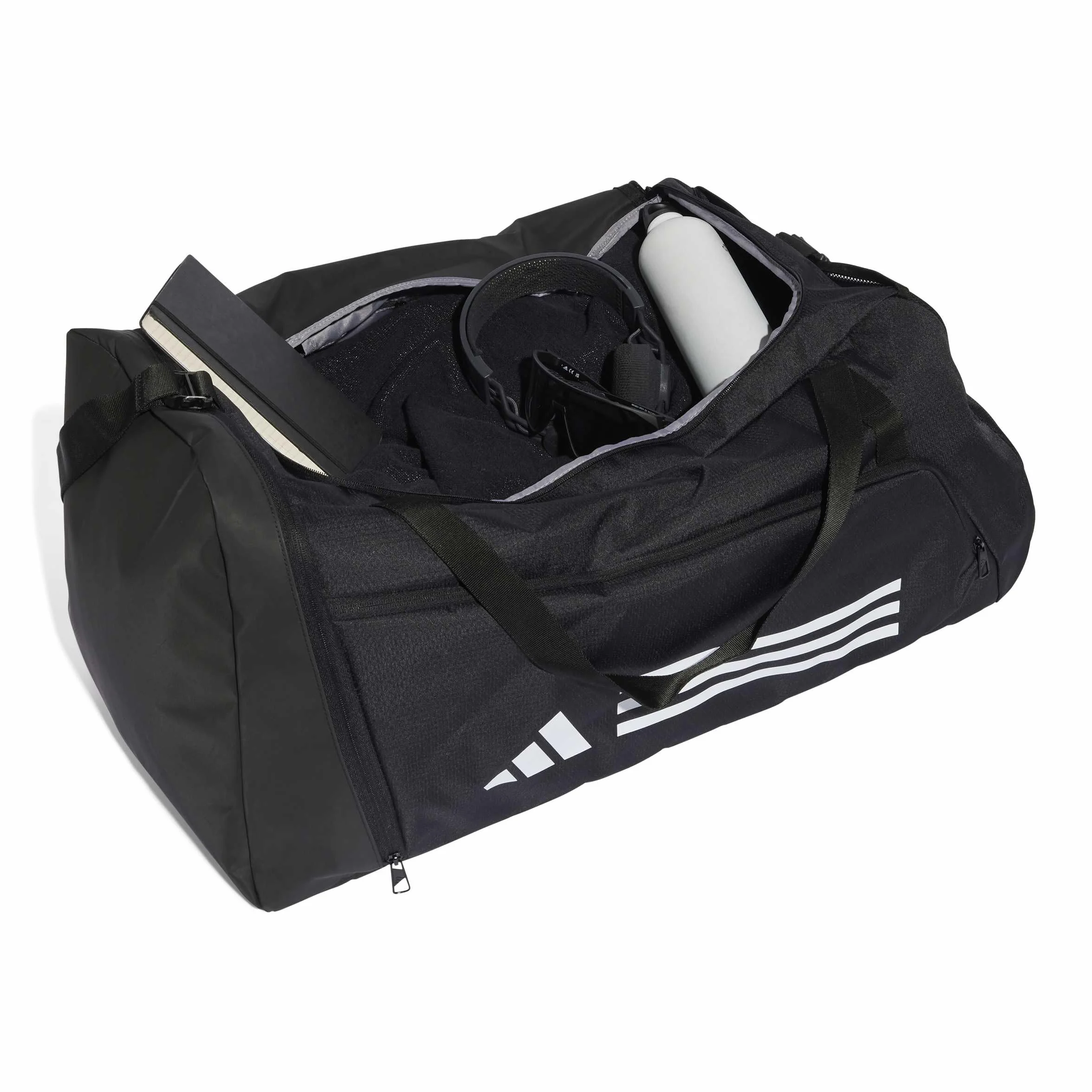 adidas Uniseks Essentials 3-Stripes Duffel Bag, black/white, L