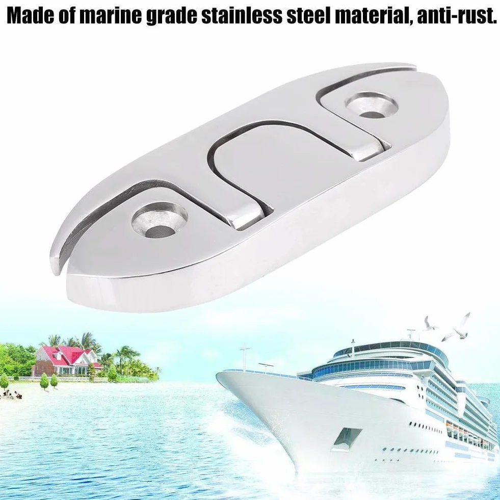 KIMISS Stalowa składana knaga morska 4‑1/2" do łodzi, składana knaga do kei, nierdzewna knaga dla mariny