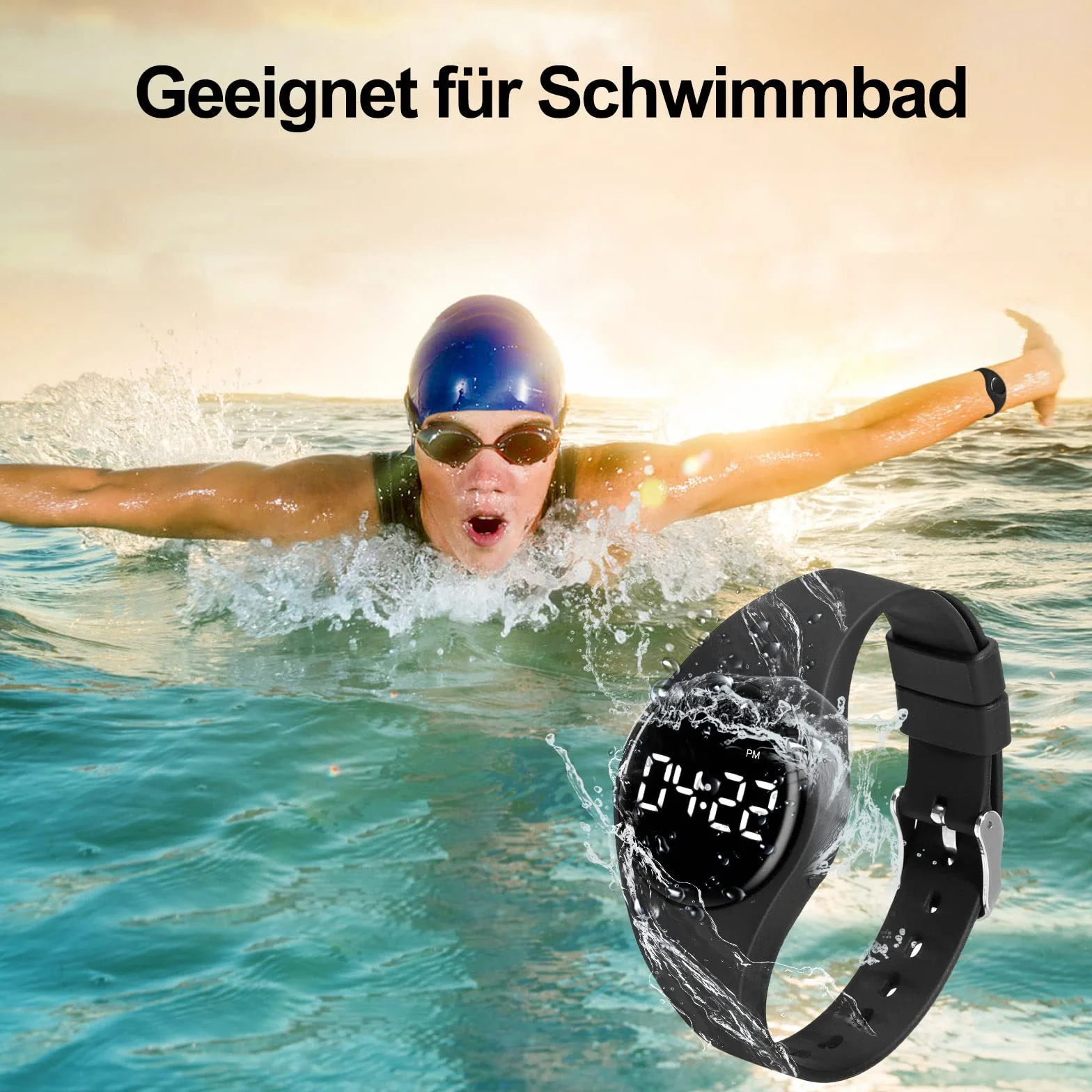 LEBEXY Krokomierz, prosty krokomierz, bez Bluetooth, bez aplikacji / bez telefonu komórkowego | opaska fitness tracker łatwy do biegania, dla kobiet i mężczyzn, zegarek fitness do pływania, sauny