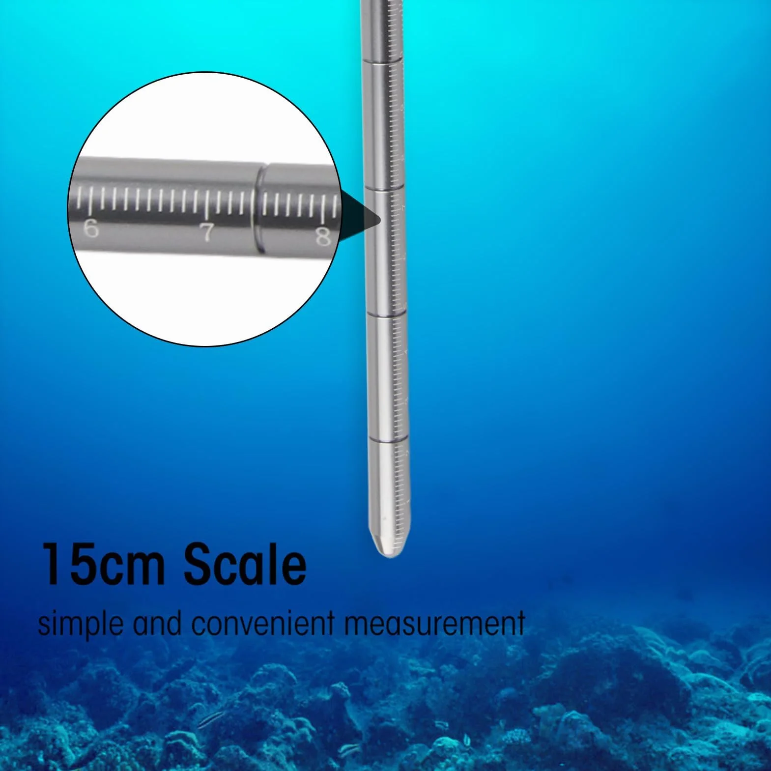 Alomejor Pointer Stick Rod Pointer Stick ze stopu aluminium Scuba Diving Noise Maker Stick Rod Pointer z regulowanym paskiem na nadgarstek (kolor szary)