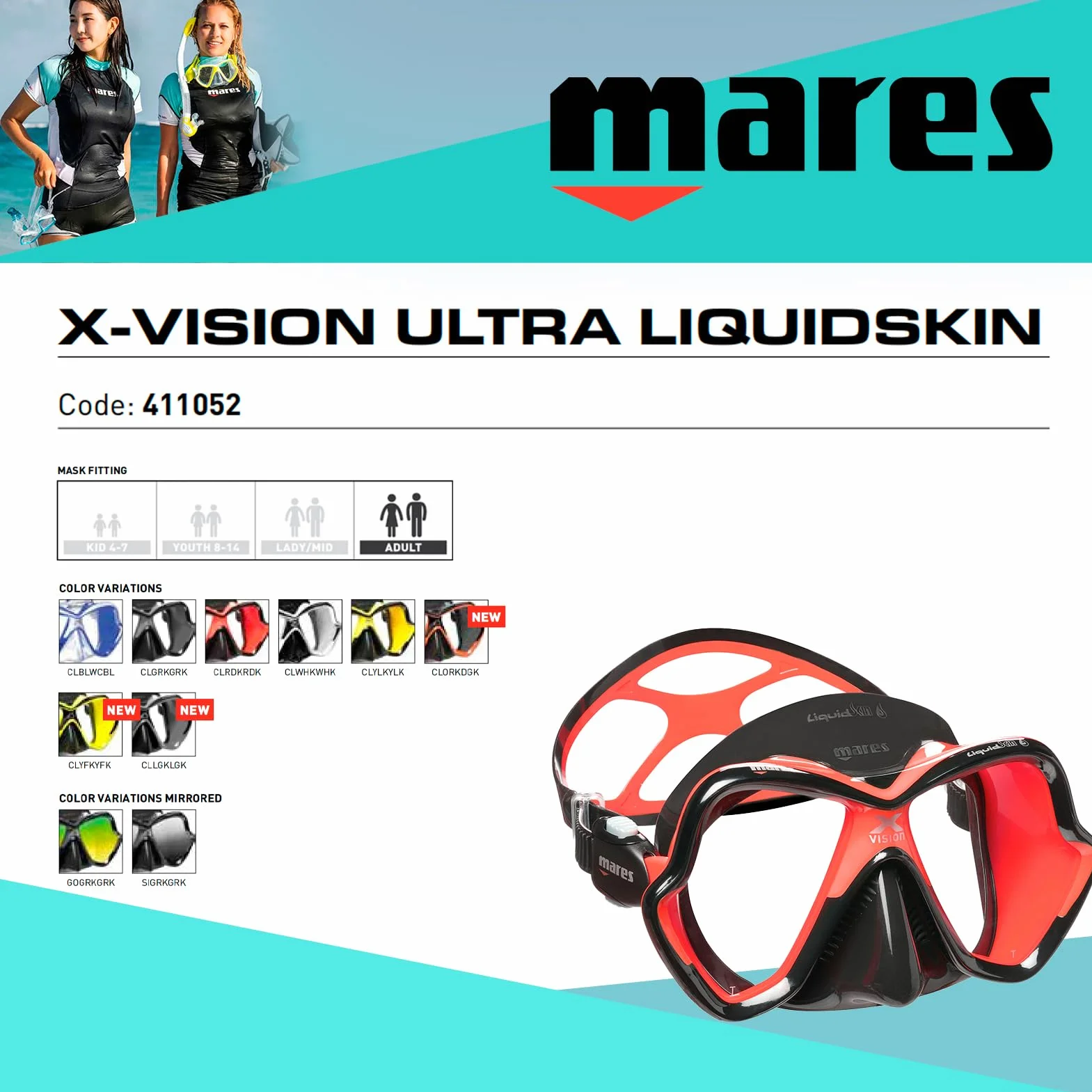 Mares Maska X-Vision Ultra LS Nurkowanie Googles - czerwona/czarna/czerwona czarna, jeden rozmiar