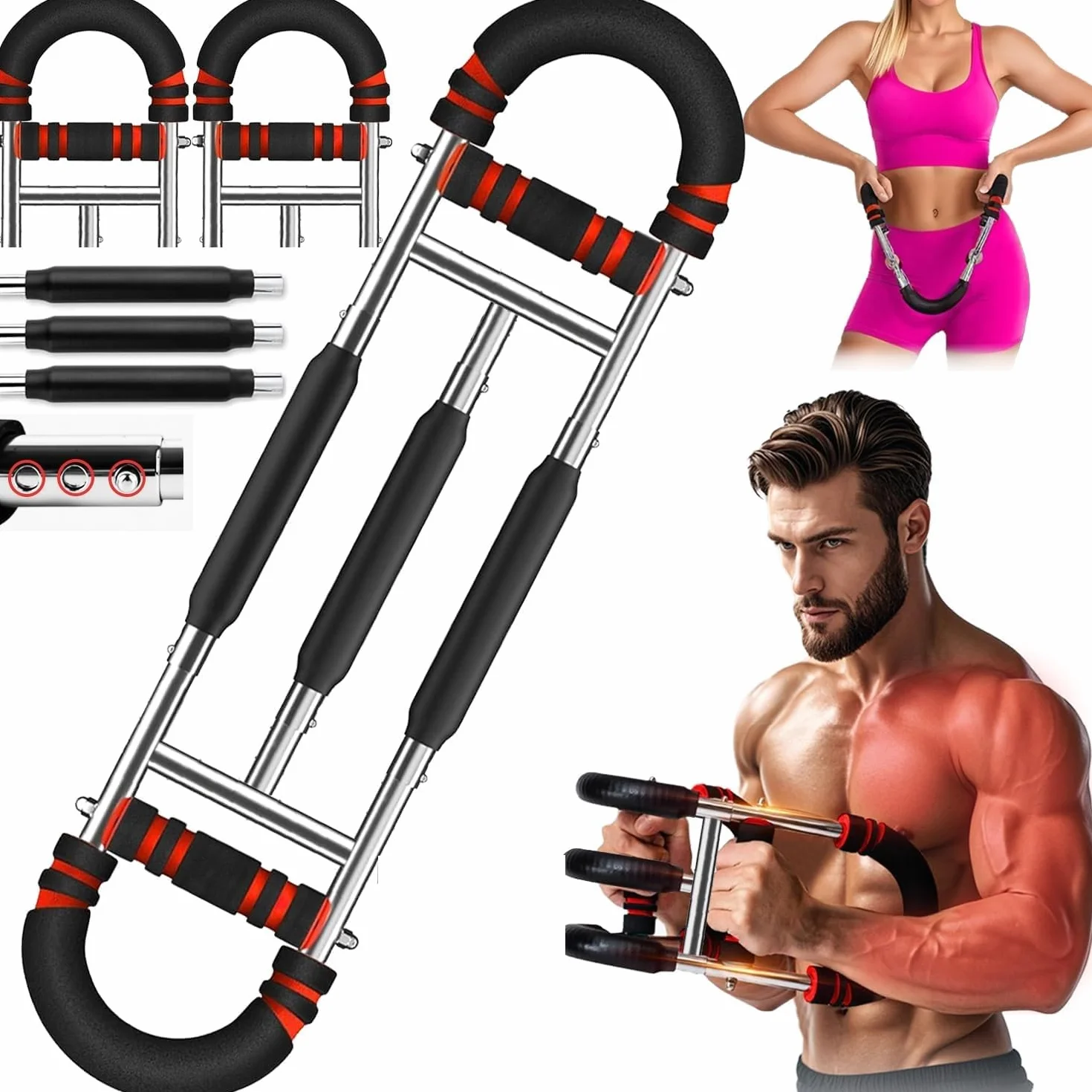 VLFit Trener ramion Twister, regulowany przedłużacz piersi w kształcie litery U, trener ud, sprzęt fitness siłowy ciała, idealny kształt ciała, wytrzymałość