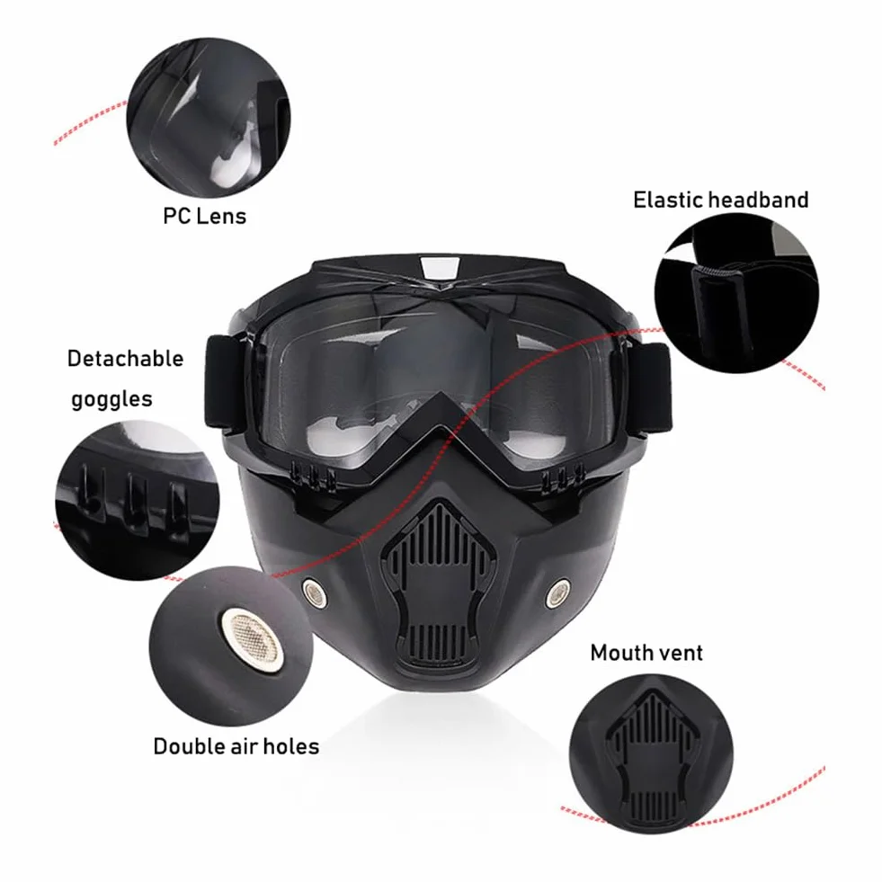 Kask Airsoft PJ Fast z Przednim Mocowaniem NVG i Szyną Boczną, Maska na Całą Twarz, Odpinane Gogle