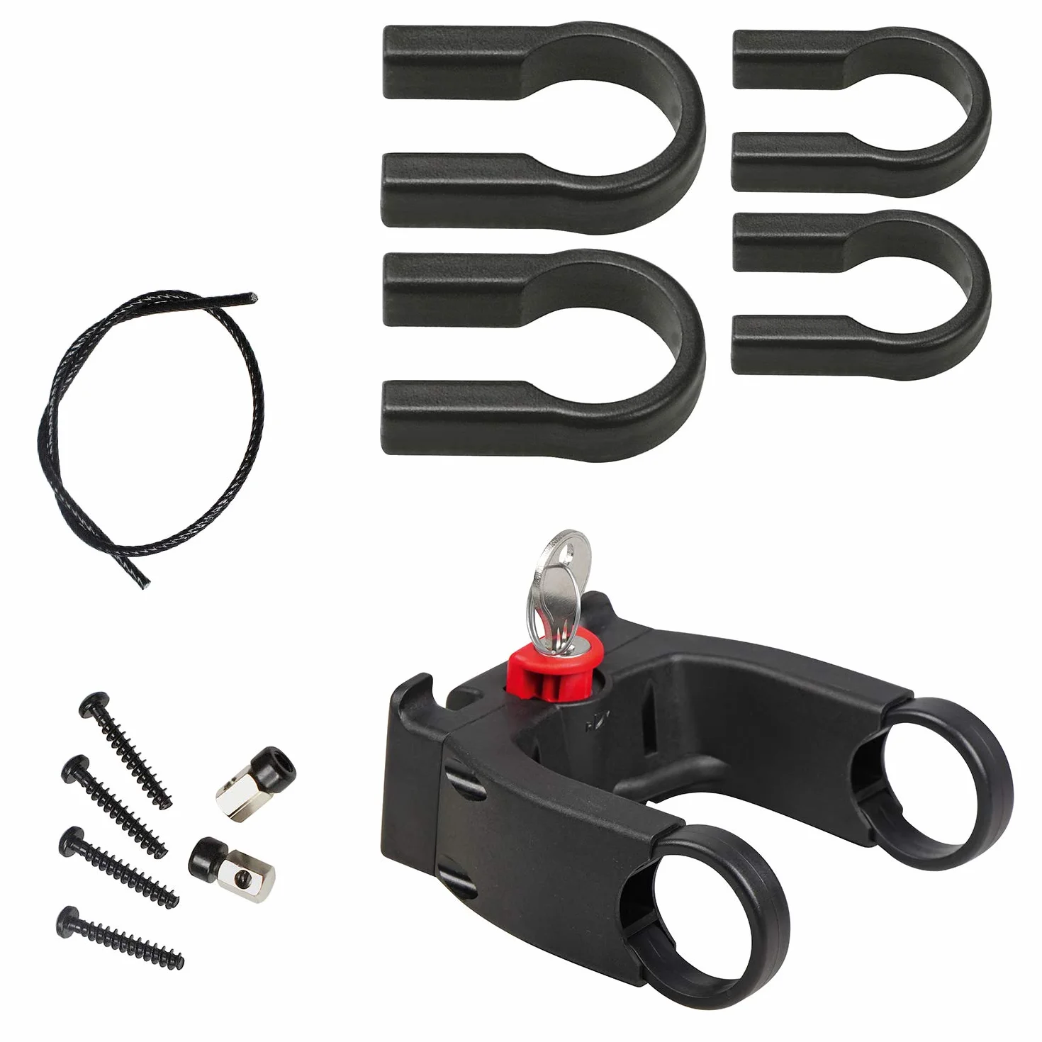 Klickfix Adapter na kierownicę E z zamkiem do rowerów elektrycznych z wyświetlaczem, uniwersalny – pasuje do kierownic o średnicy 22-26 mm i kierownicy oversize 31,8 mm