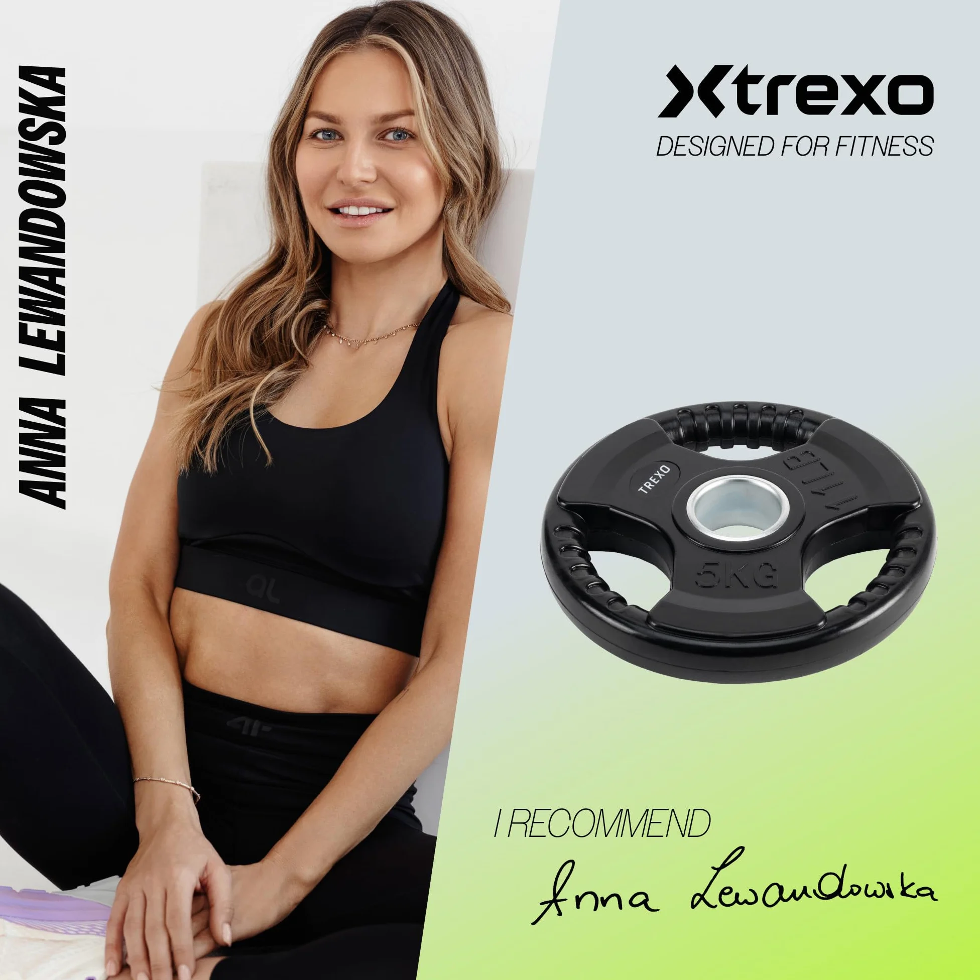 XTREXO Tarcza do sztangi z uchwytami – żeliwna tarcza obciążająca z gumową powłoką i uchwytem 50 mm, ergonomiczna, cicha i trwała, do sztangi długiej, fitnessu, treningu siłowego i crossfitu