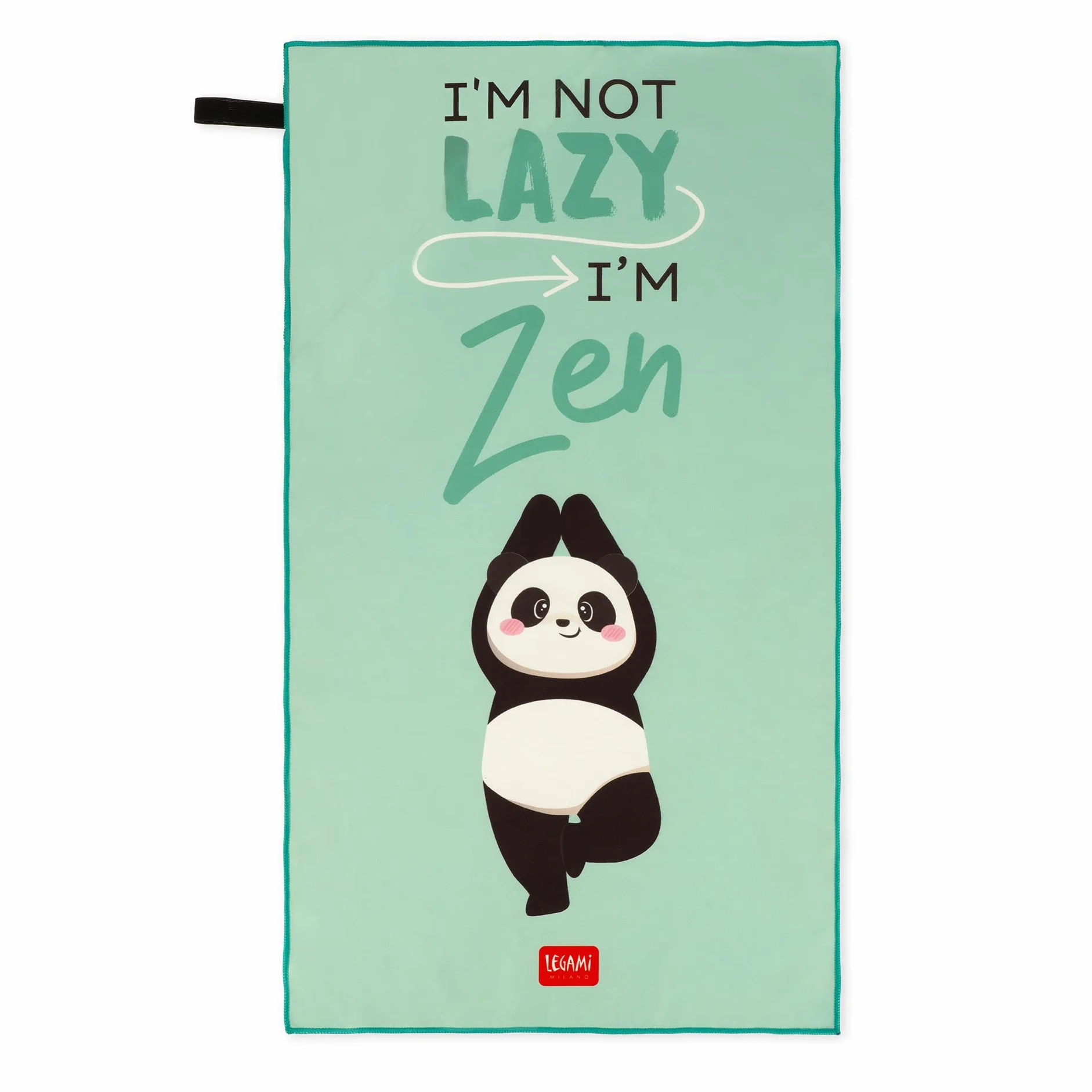 Legami - Ręcznik fitness na siłownię z kieszenią na zamek błyskawiczny, elastyczny, kompaktowy, szybkoschnący, bardzo lekki, sportowy, 45 x 80 cm, panda