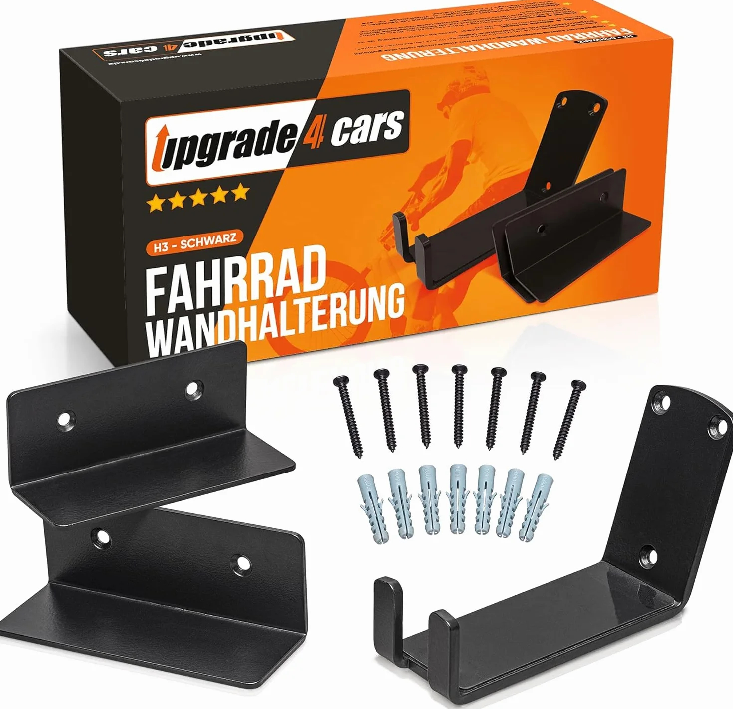 Upgrade4cars Uchwyt ścienny do roweru, poziomy | hak ścienny na pedały | uchwyt rowerowy uchwyt ścienny | uchwyt ścienny do 30 kg